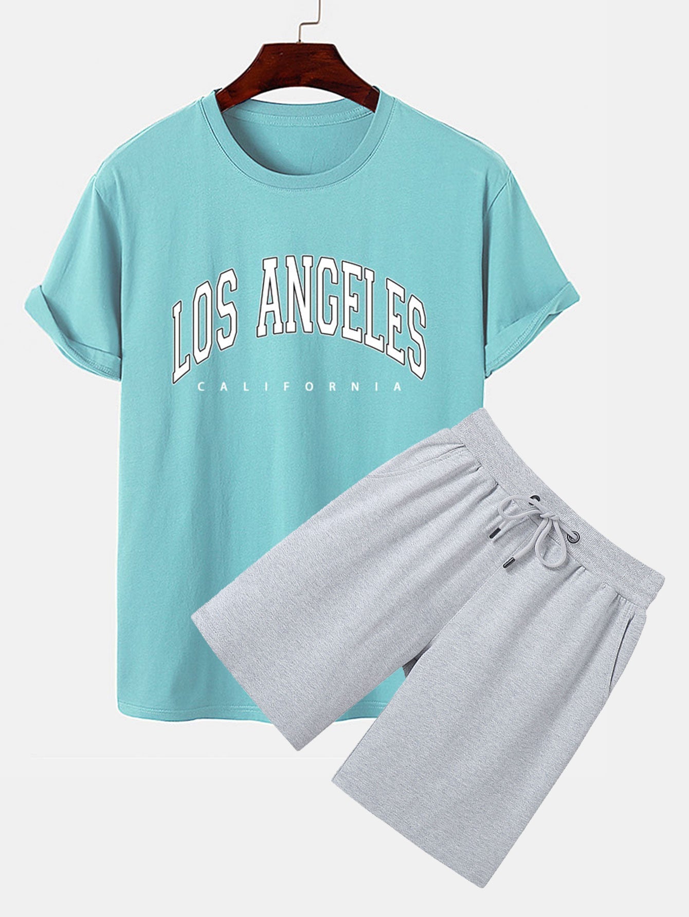 Los Angeles Print T-Shirt & Mid Length Shorts