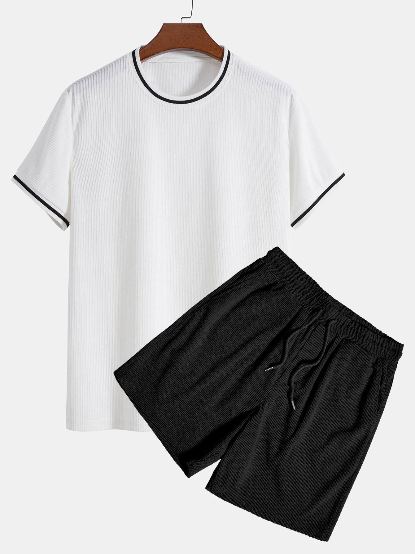 Short Sleeve Stretch Corduroy Ringer T-Shirt & Corduroy Shorts