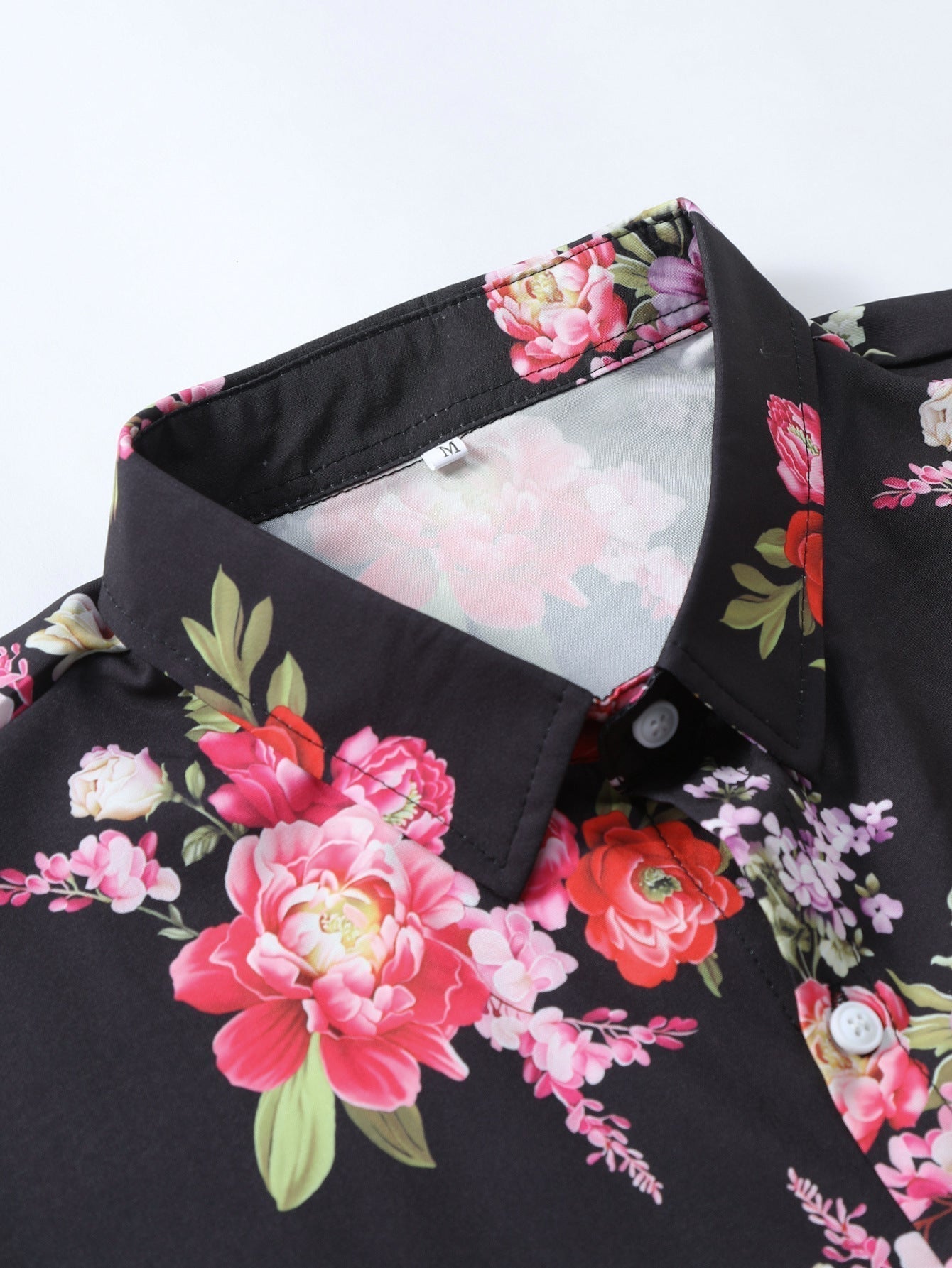 Floral Paint Button Up Shirt & Man Mid Length Drawstring Swim Shorts