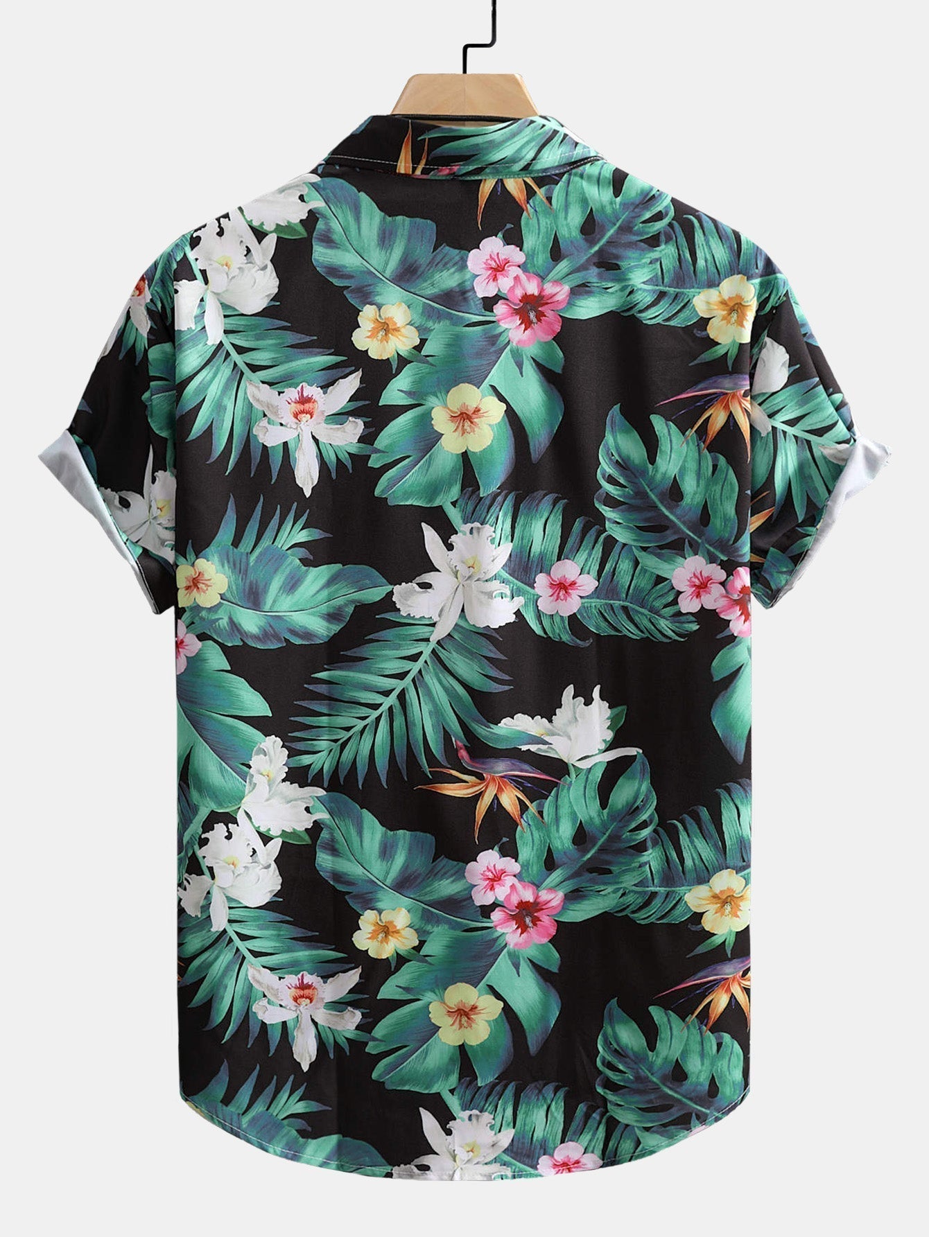 Tropical Flowers Print Button Up Shirt & Swim Shorts