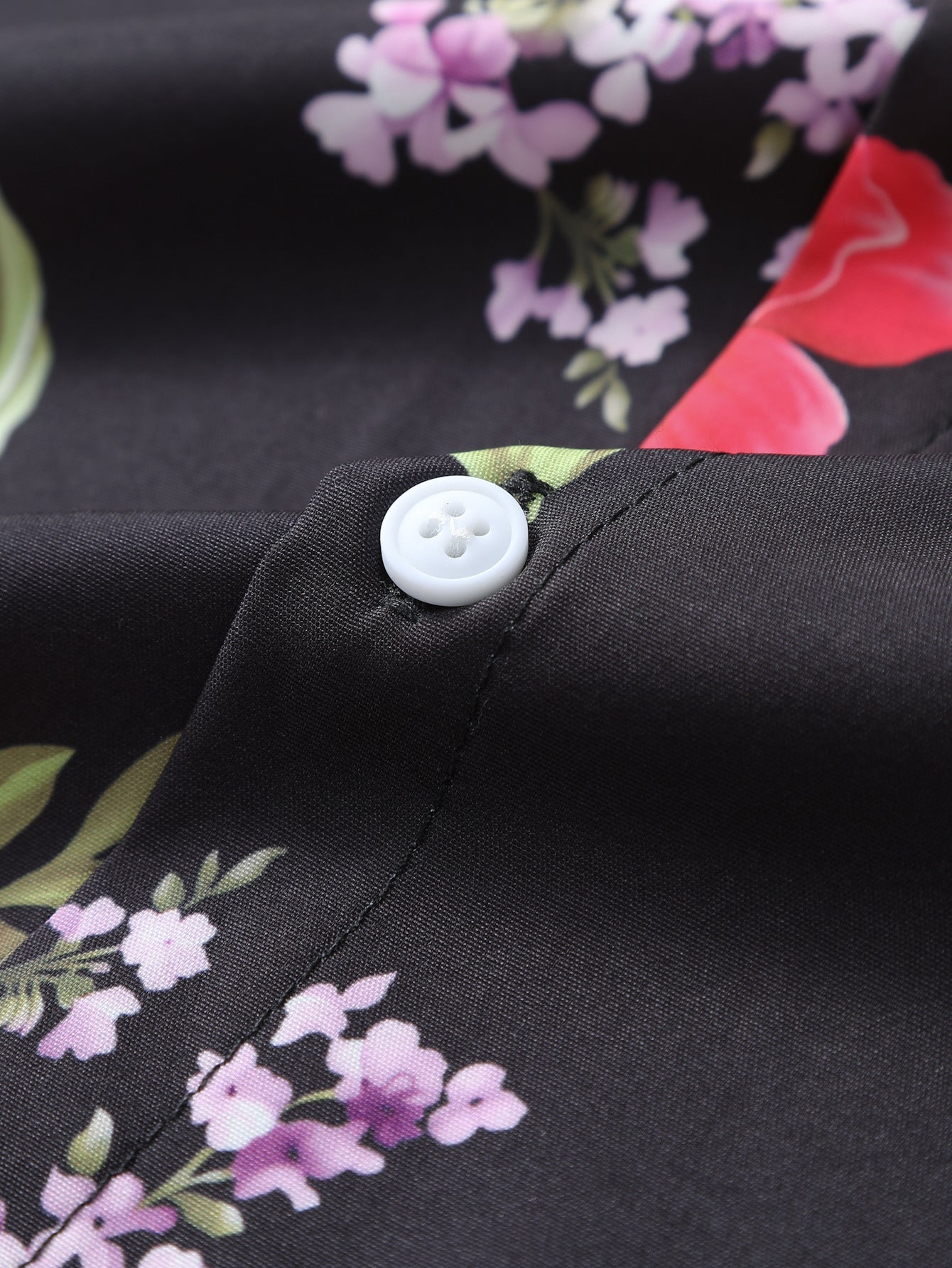 Floral Paint Button Up Shirt & Man Mid Length Drawstring Swim Shorts