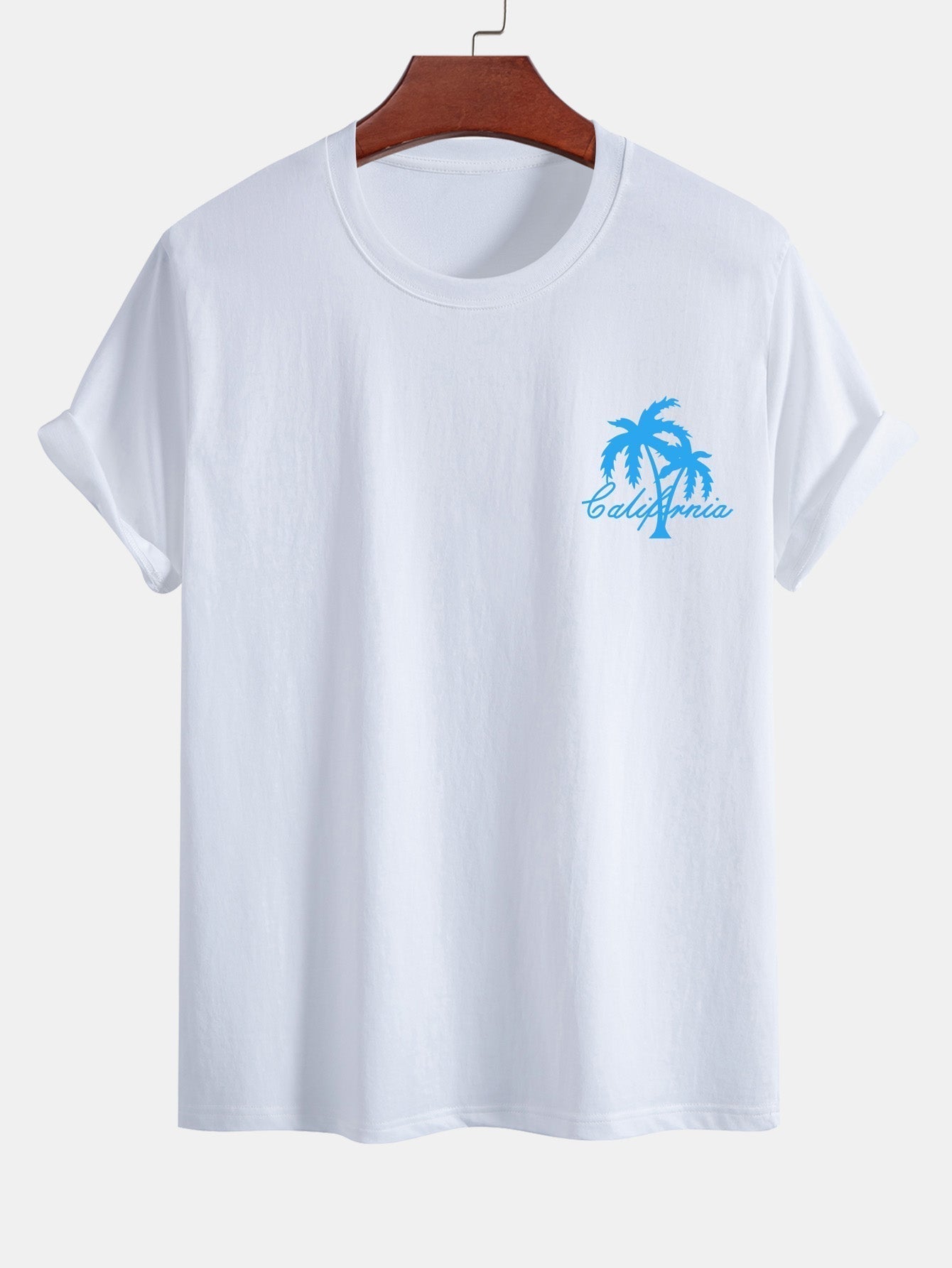 California Palm Tree Print Cotton T-Shirt & Swim Shorts