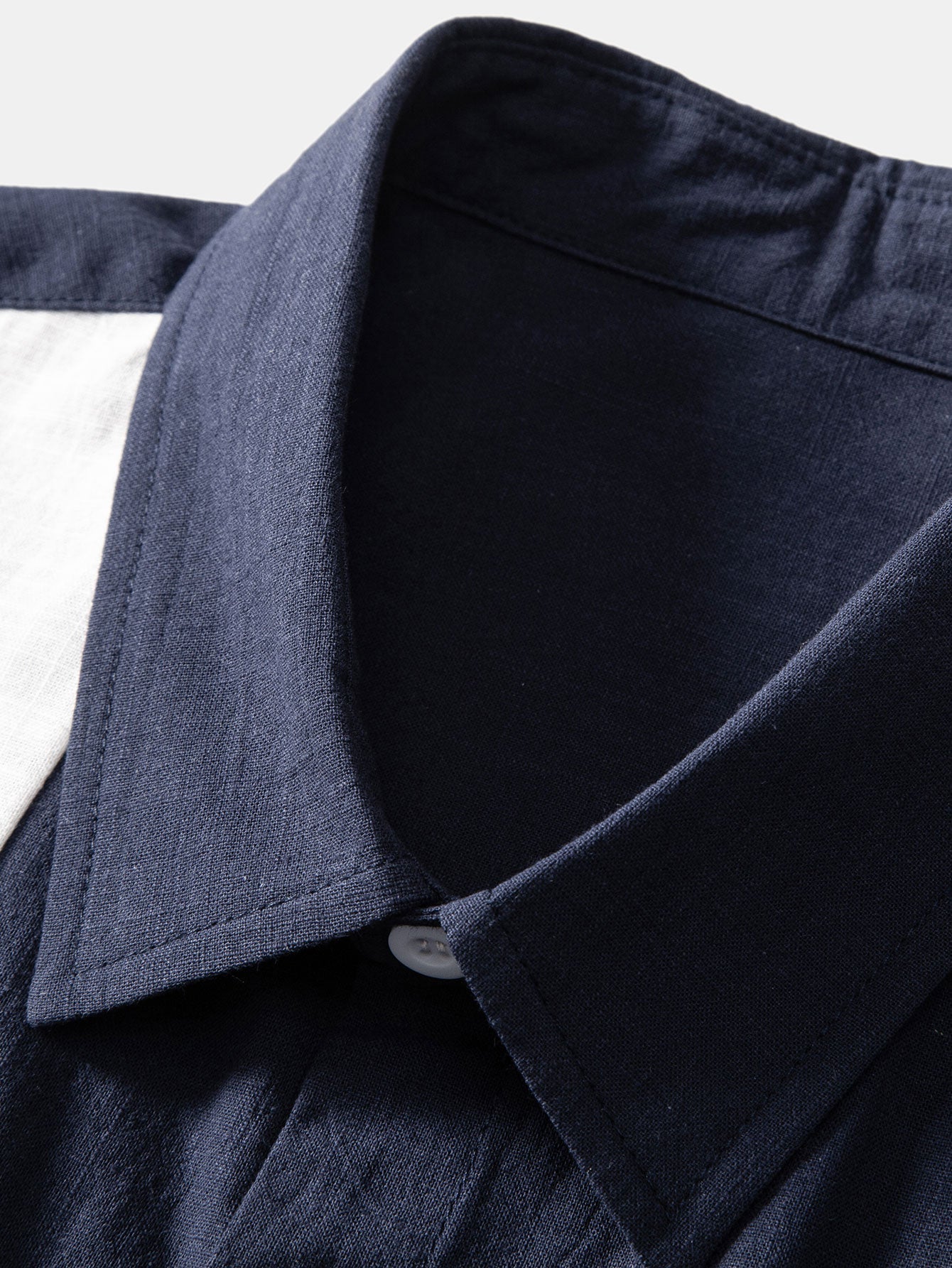 Linen Look Contrast Button Up Shirt & Straight Leg Linen Pants