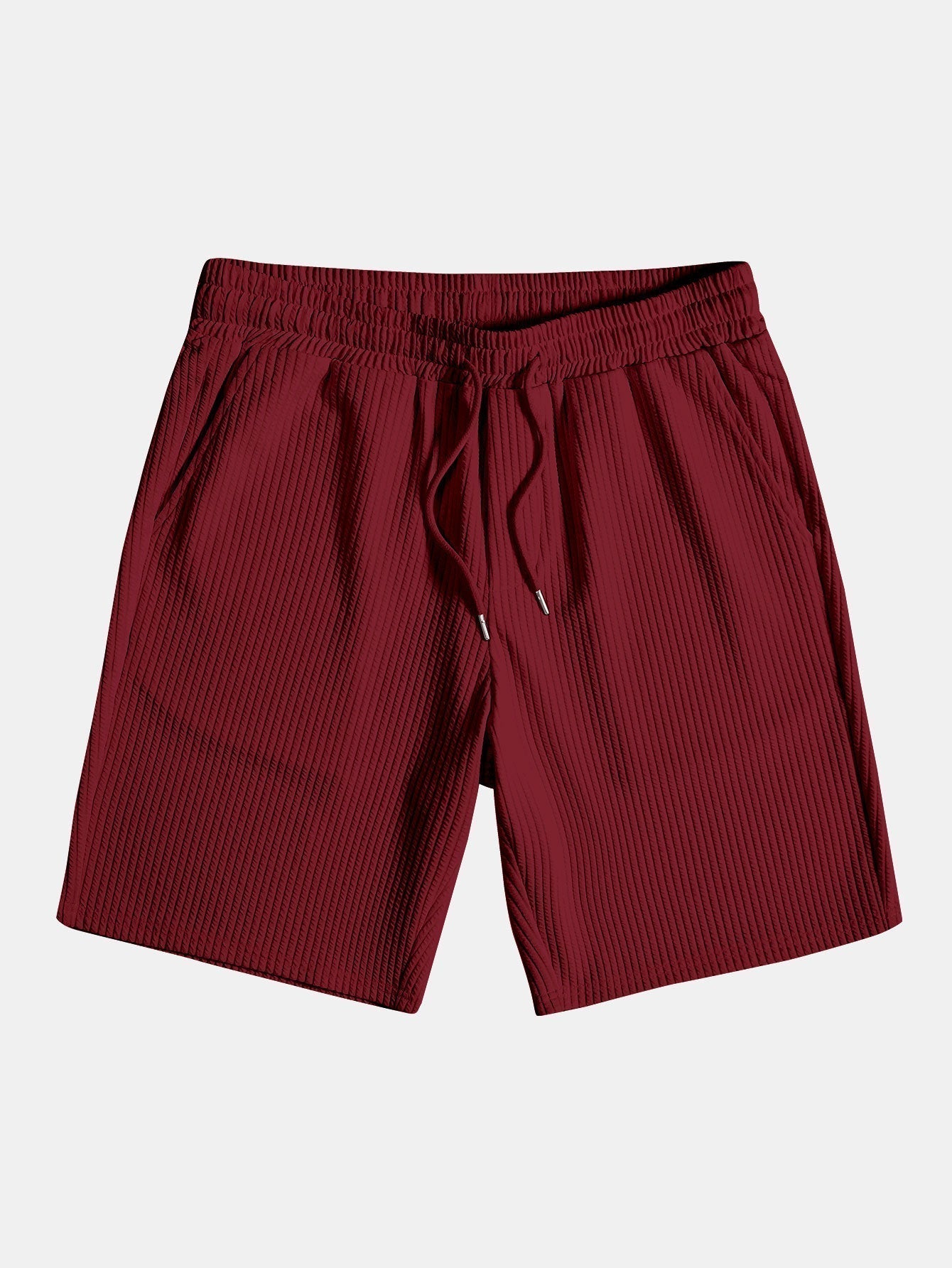 Muscle Fit Ribbed Button Up Shirt & Shorts