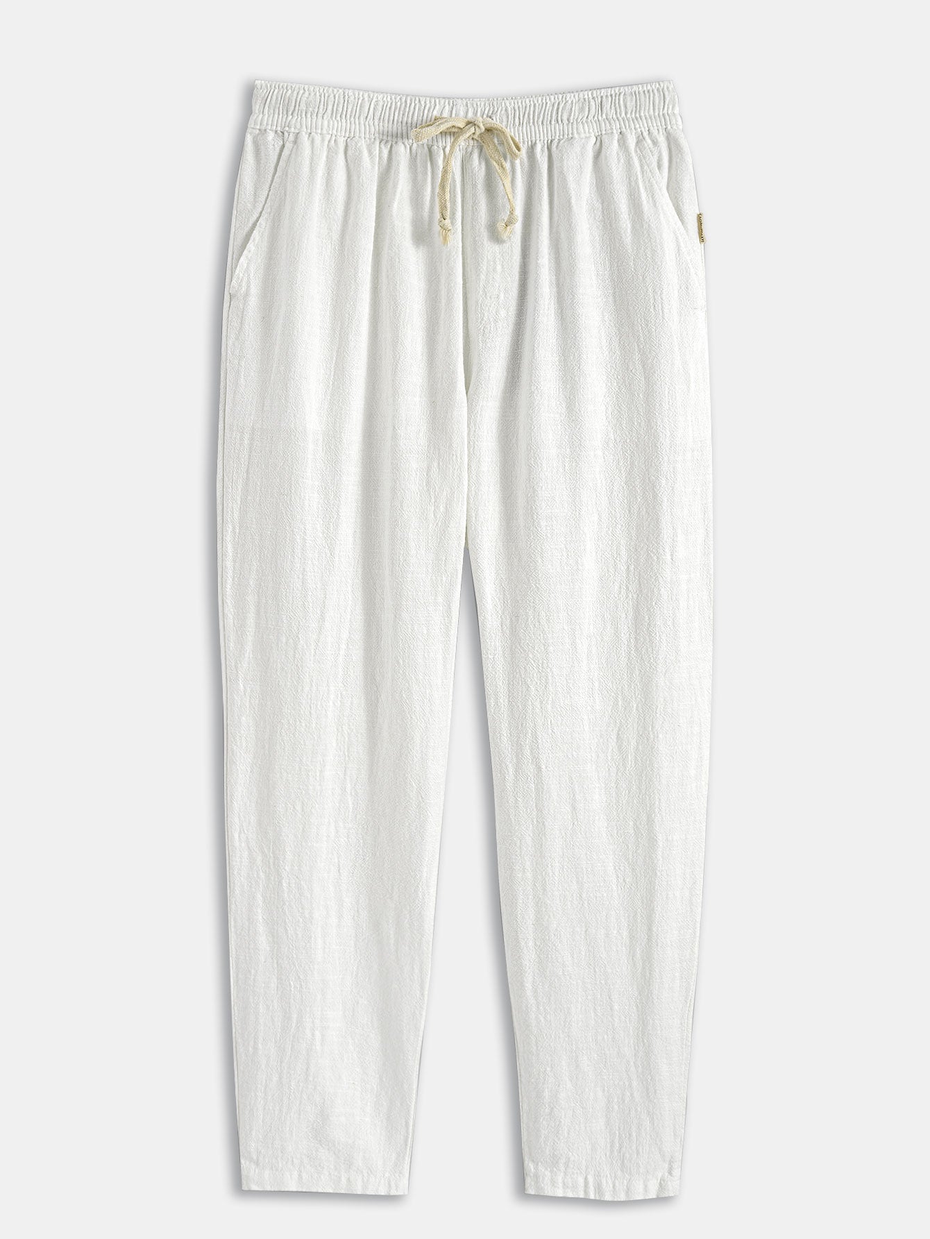 Short Sleeve Geometry Textured Cuban Shirt & Linen Cotton Blend Cropped Pants