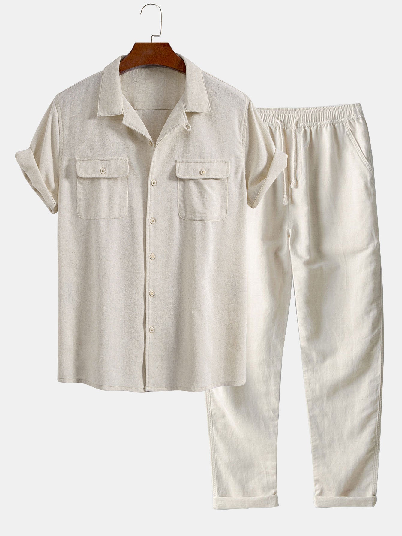 Linen Cuban Shirt With Pockets & Straight Leg Linen Pants