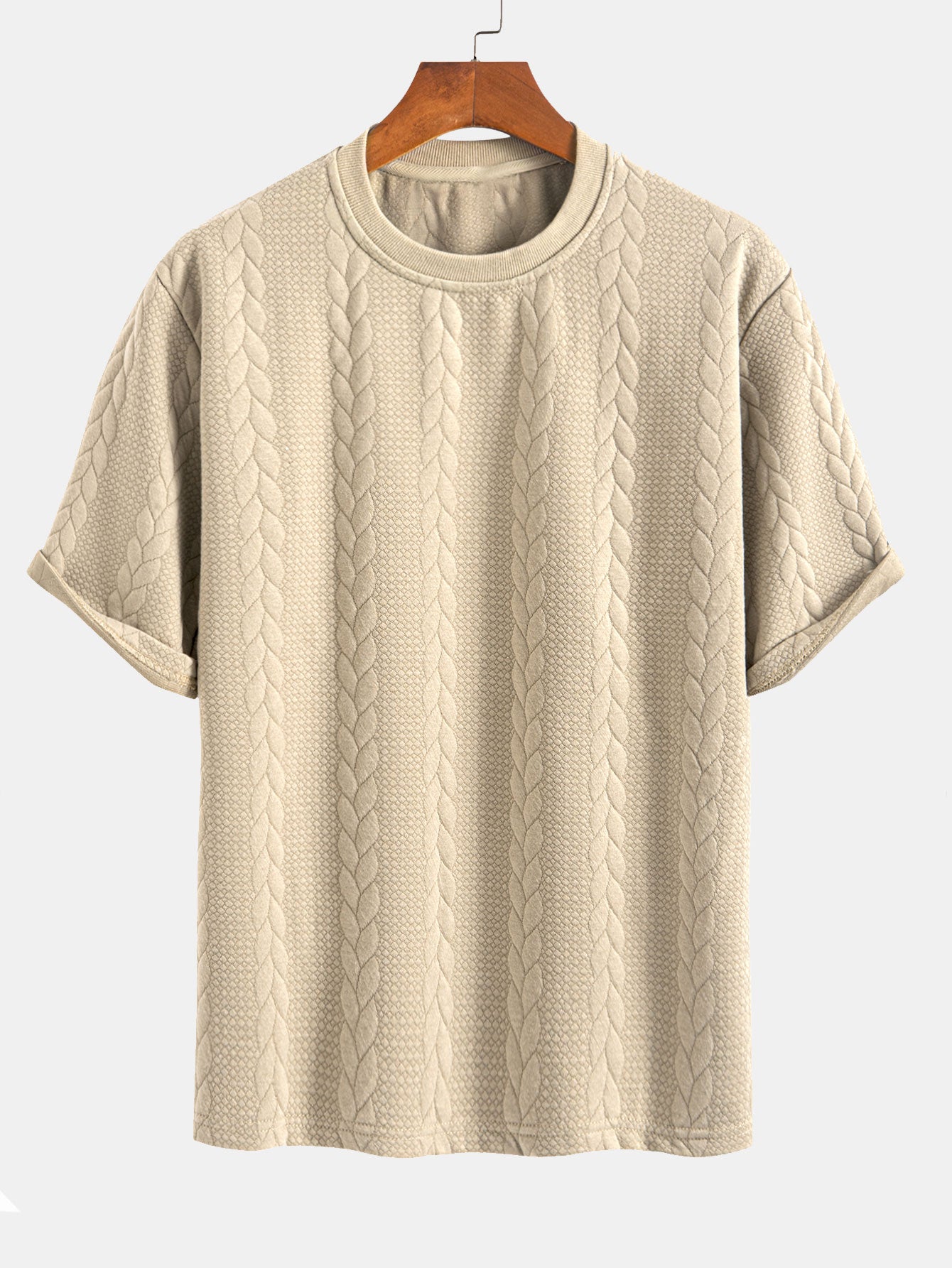 Relax Fit Mid-Length Sleeve Twist Jacquard T-Shirt & Shorts