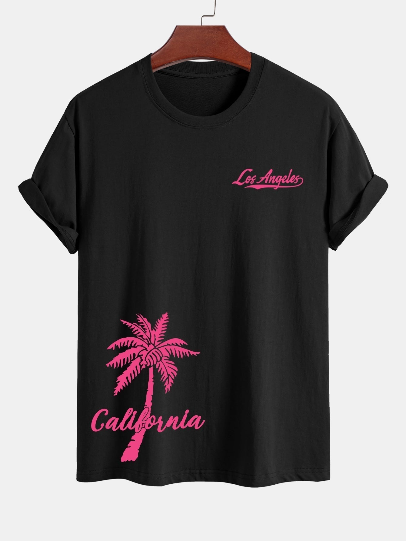 Regular Fit Los Angeles Palm Tree Print Cotton T-Shirt & Swim Shorts
