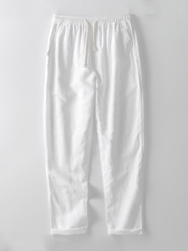 Muscle Fit Diamond Texture Cuban Shirt & Straight Leg Linen Pants