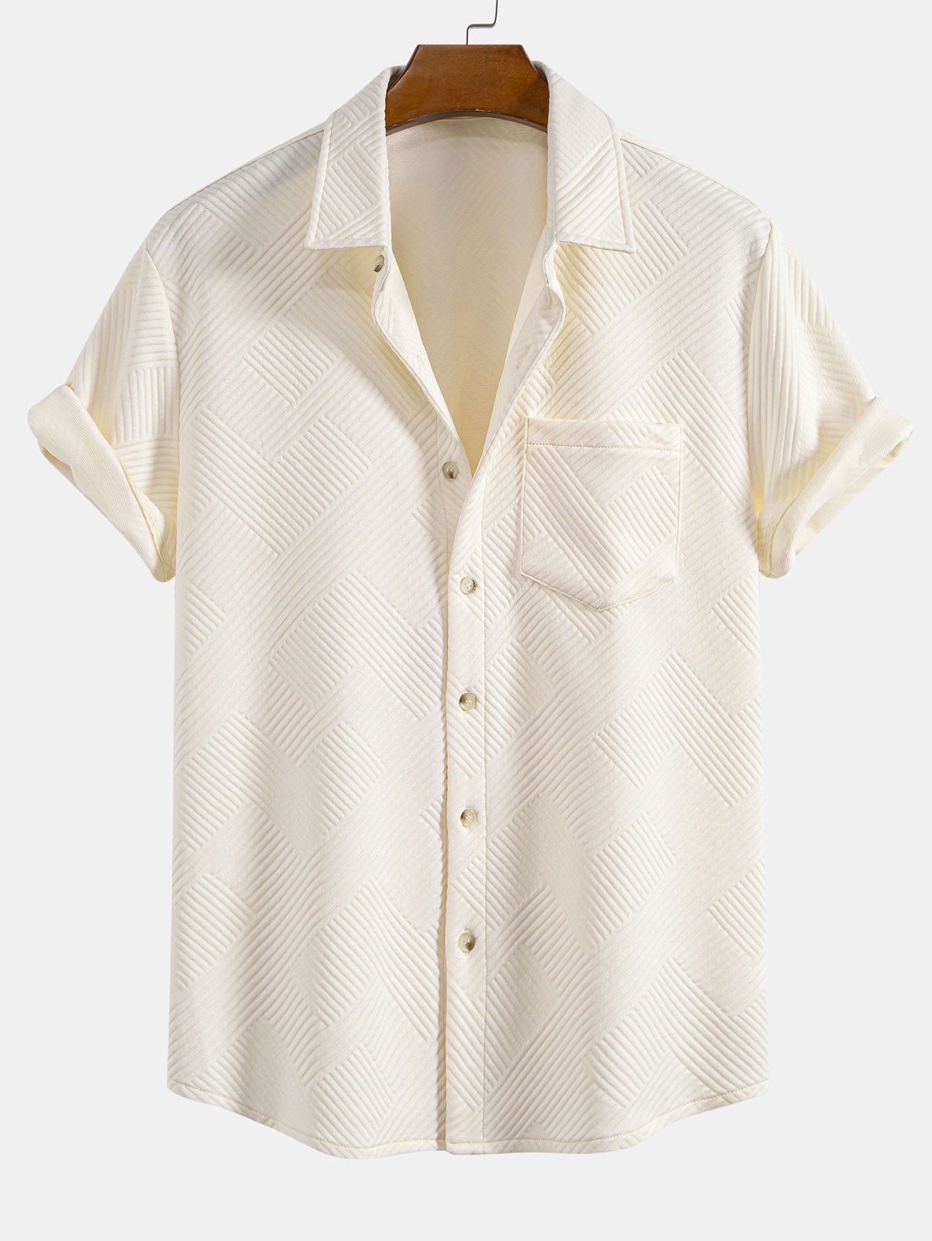 Stripe Jacquard Button Up Shirt & Shorts