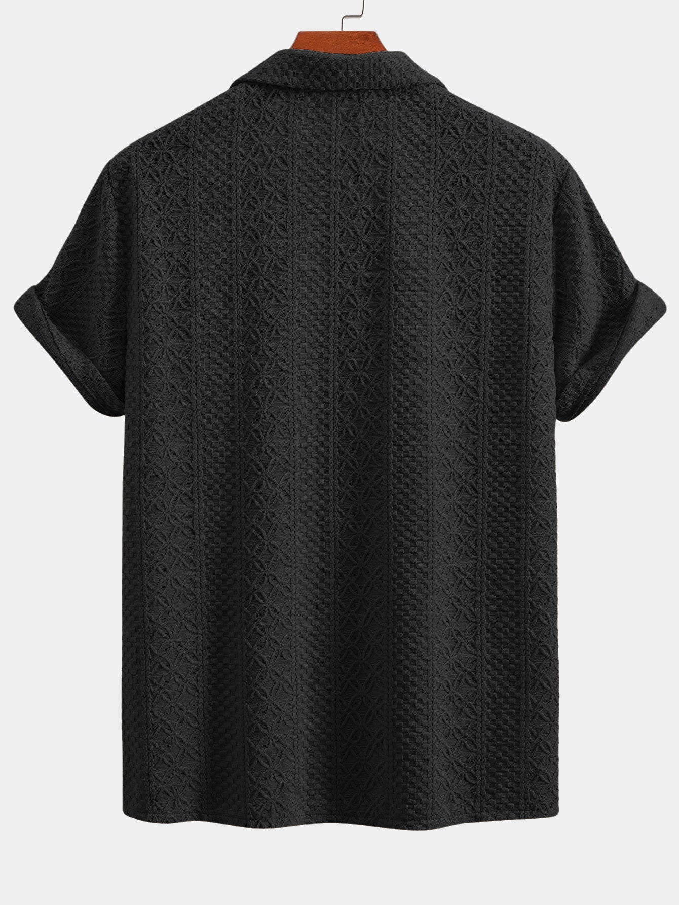 Floral Checkerboard Jacquard Cuban Shirt & Straight Leg Linen Pants