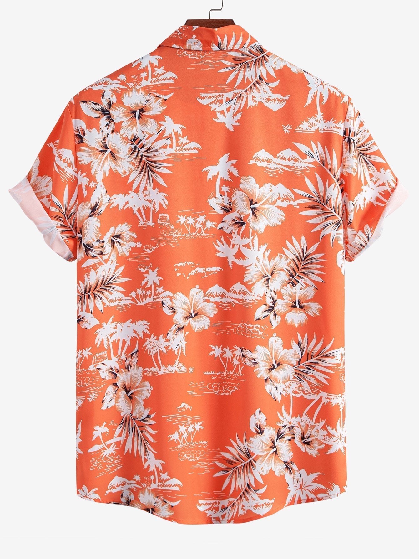 Palm Tree Tropical Flora Print Button Up Shirt & Swim Shorts