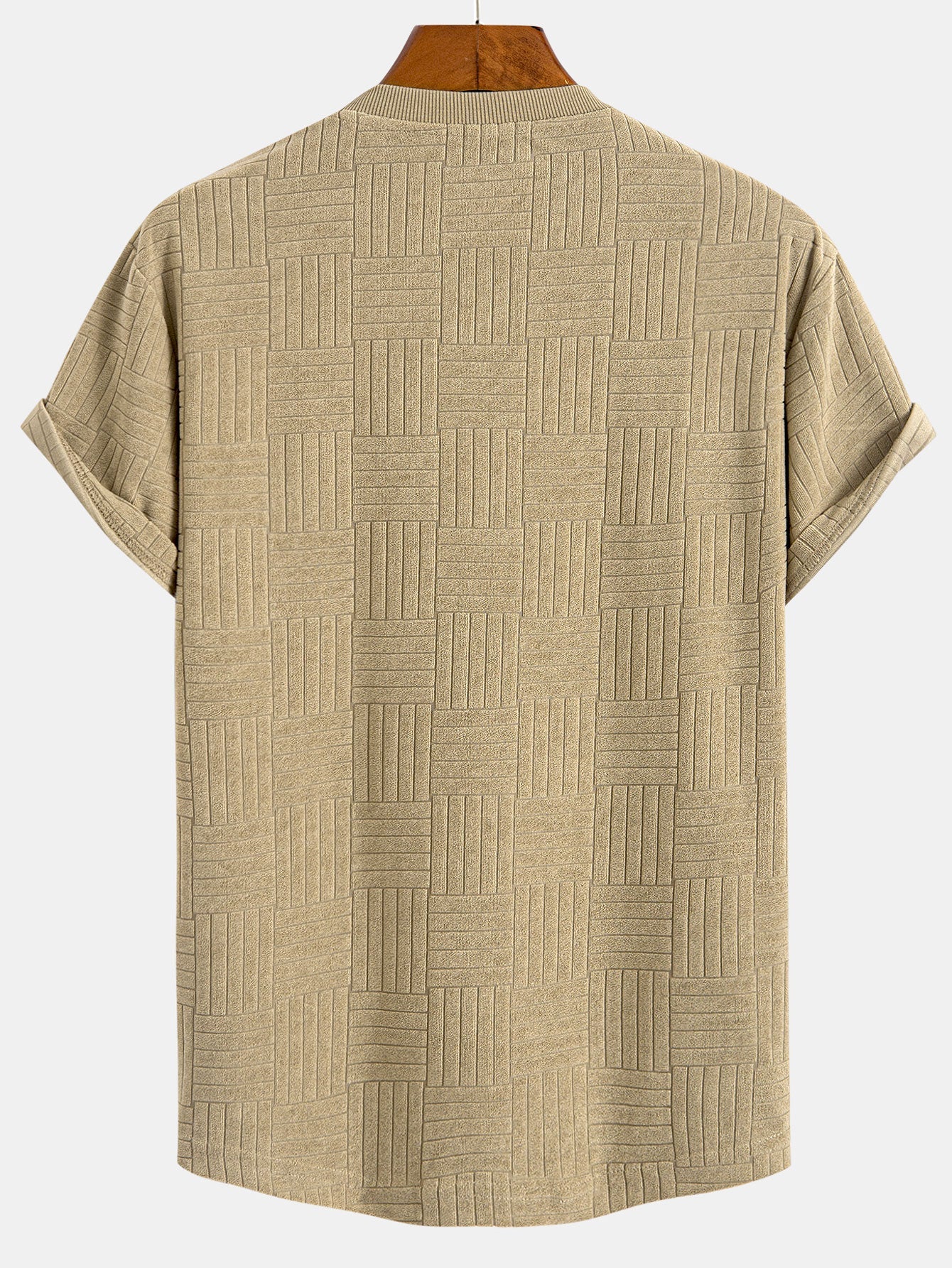 Striped Towelling Texture Arc Hem T-Shirt & Shorts