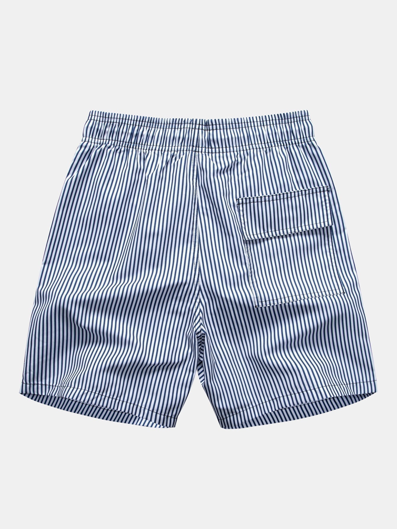 Linen Look Cotton Button Up Shirt & Stripe Print Swim Shorts