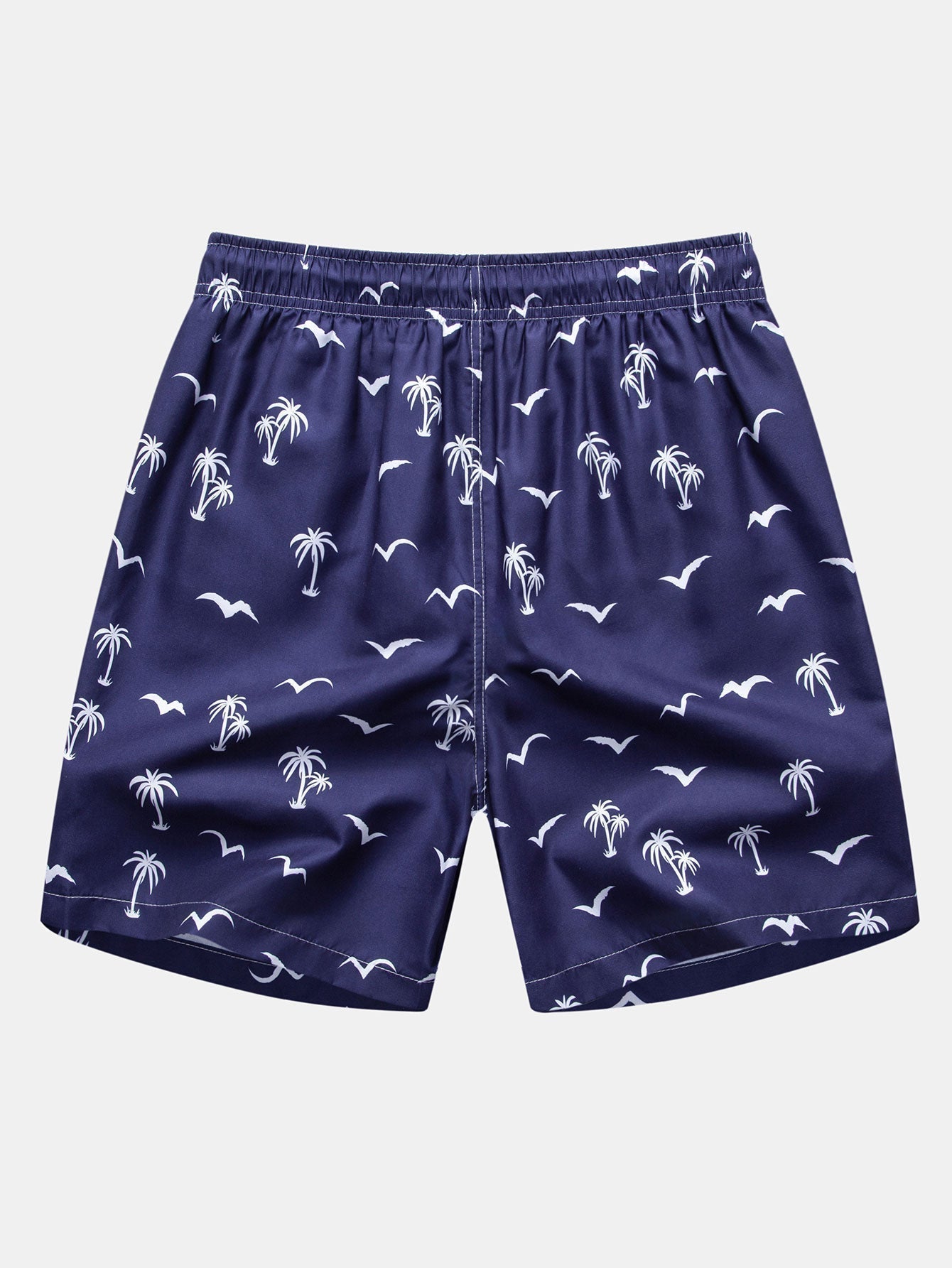 Regular Fit Seagull Print Cotton T-Shirt & Palm Tree Seagull Print Swim Shorts
