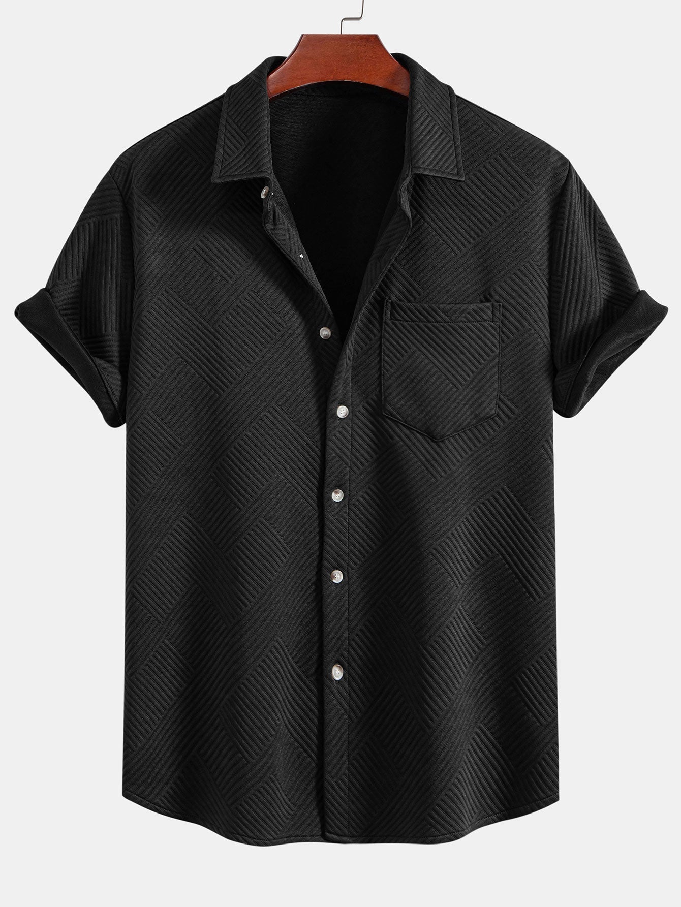 Stripe Jacquard Button Up Shirt & Shorts