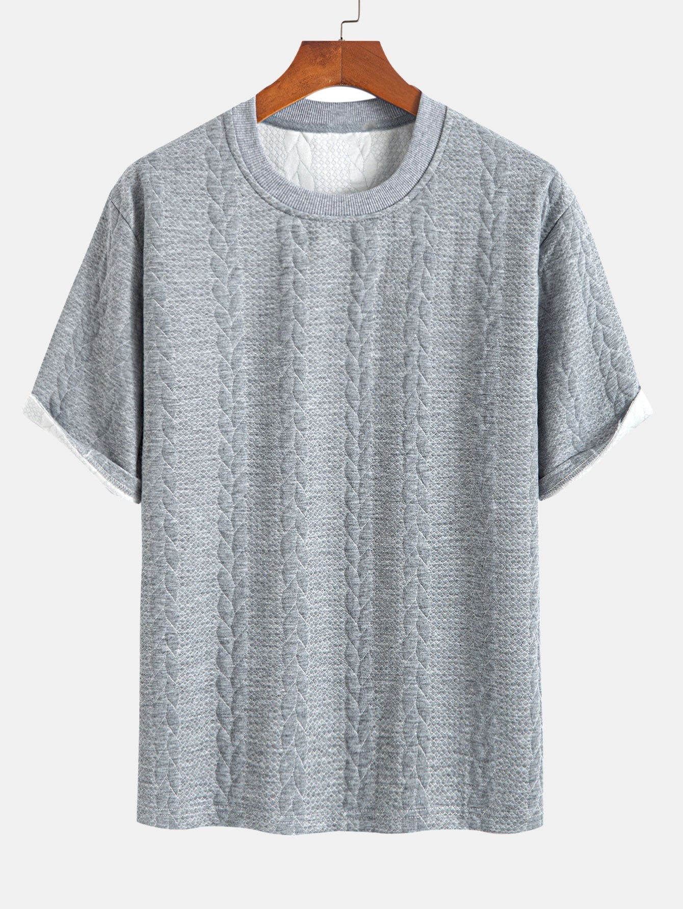 Relax Fit Mid-Length Sleeve Twist Jacquard T-Shirt & Shorts