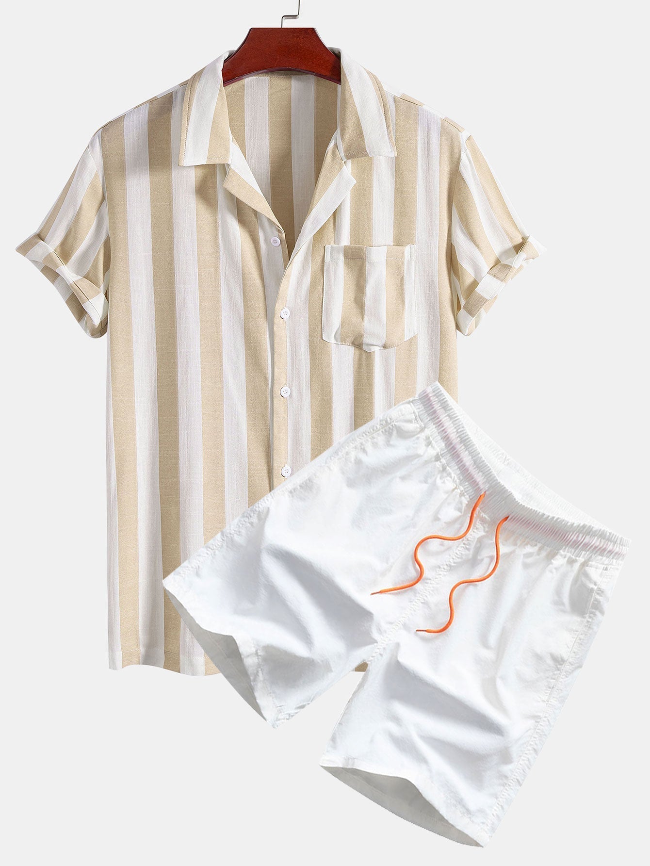 Striped Cuban Collar Shirt & Swim Shorts
