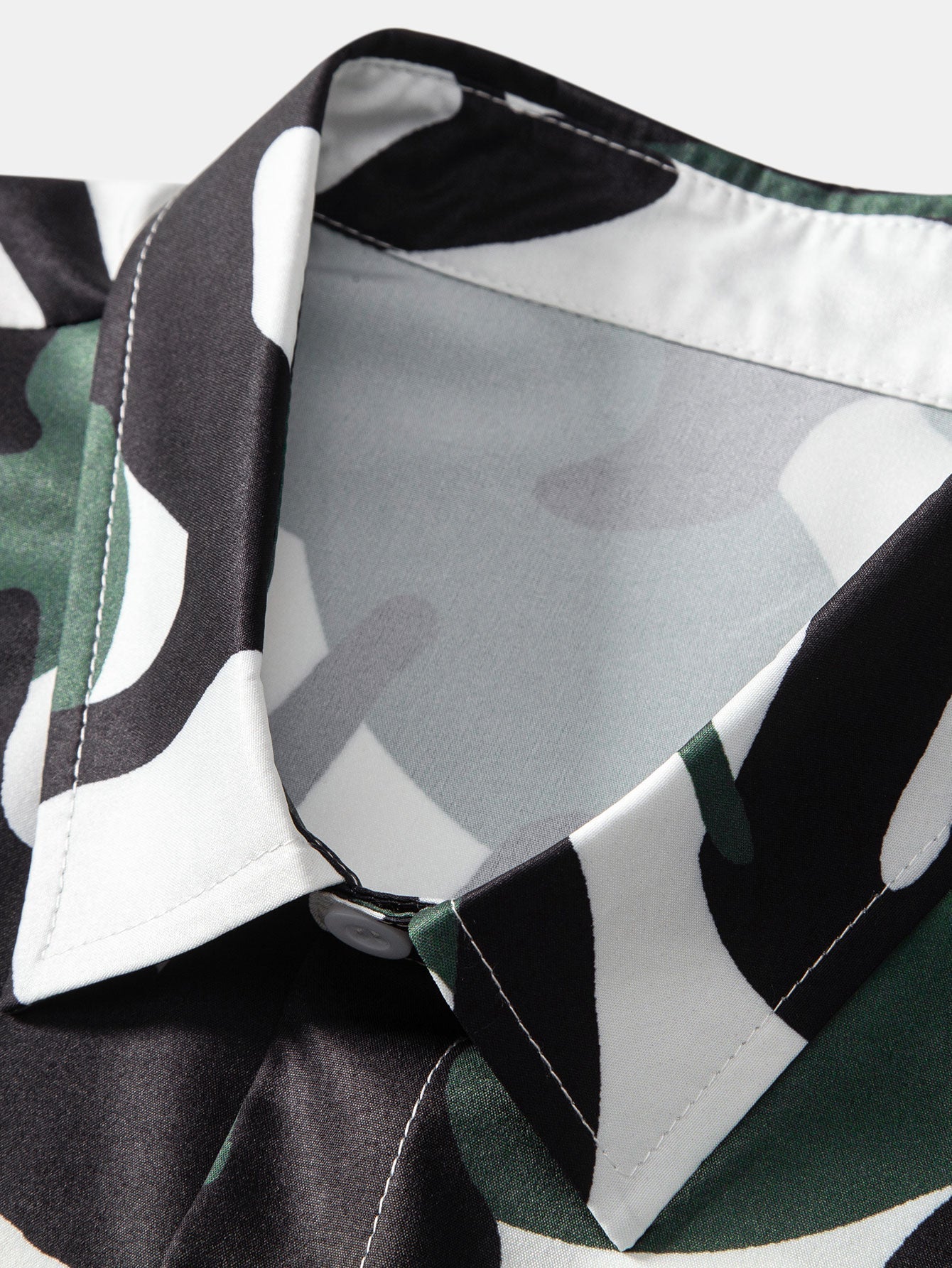 Colorblock Print Button Up Shirt & Swim Shorts