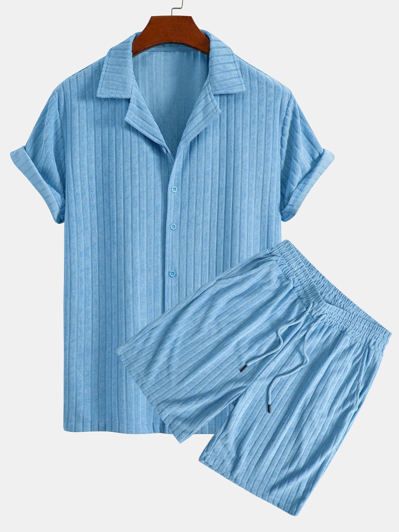 Striped Terry Cuban Shirt & Striped Terry Cuban Shorts