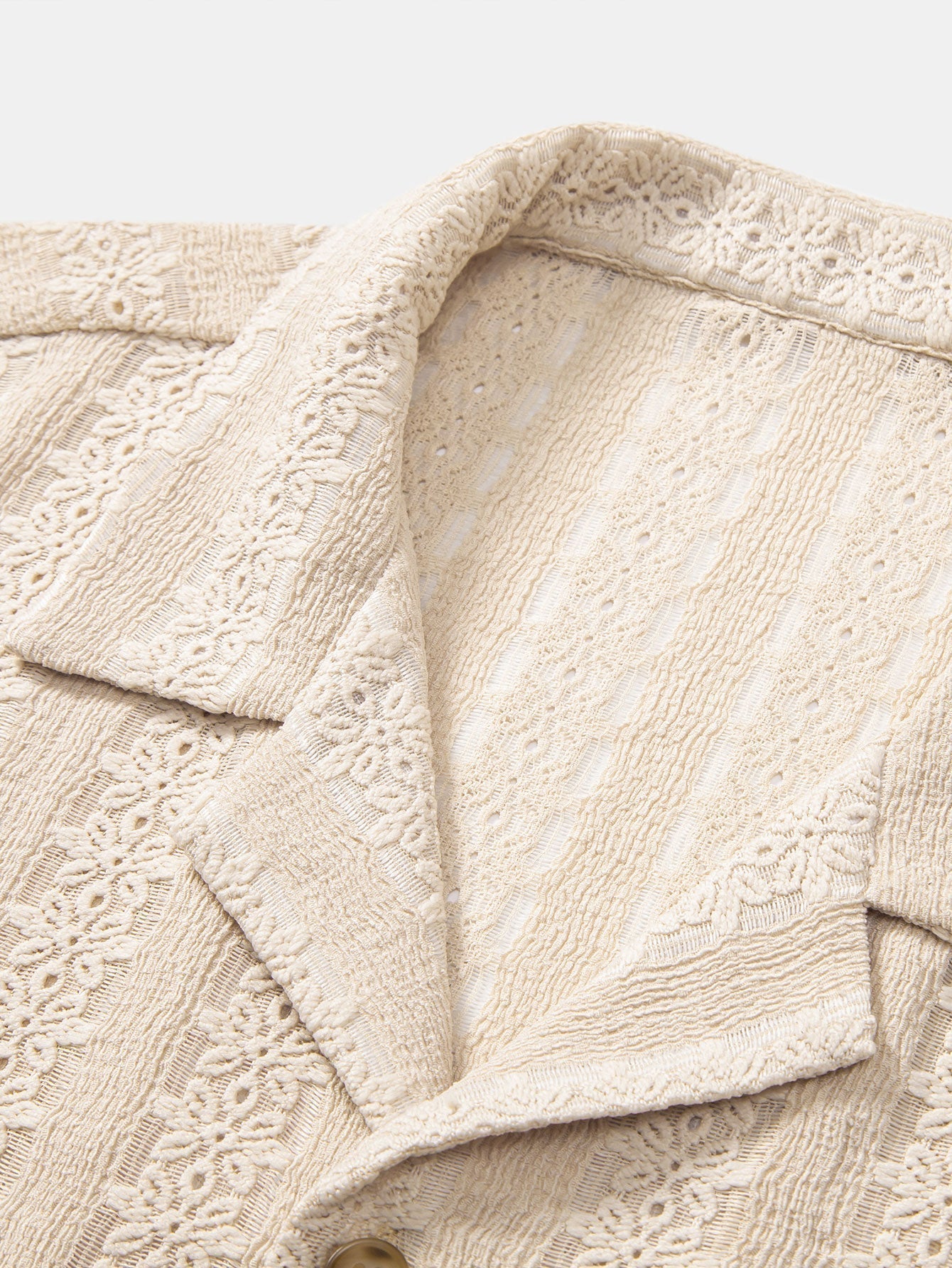 Floral Jacquard Textured Cuban Shirt & Straight Leg Linen Pants