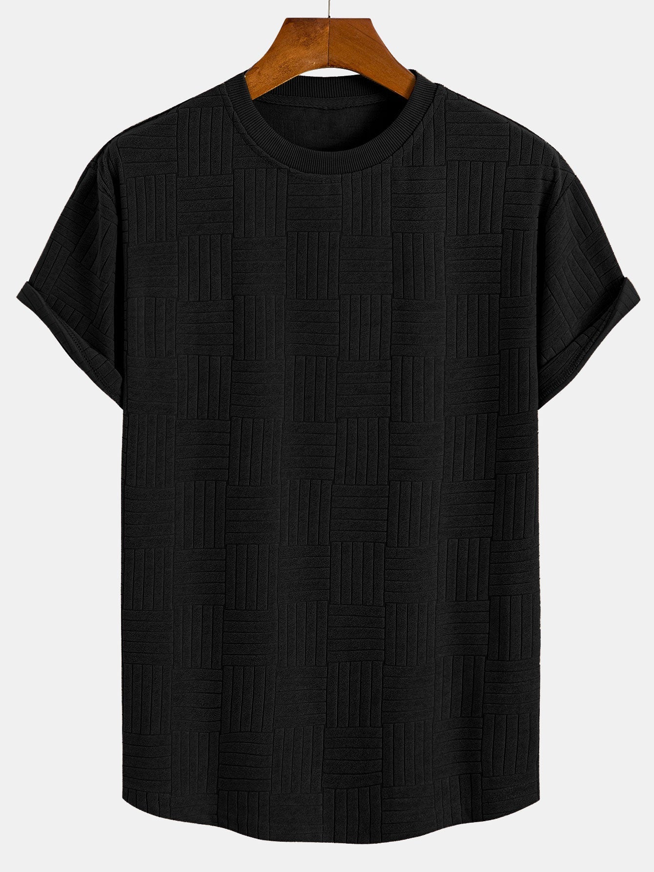 Striped Towelling Texture Arc Hem T-Shirt & Shorts