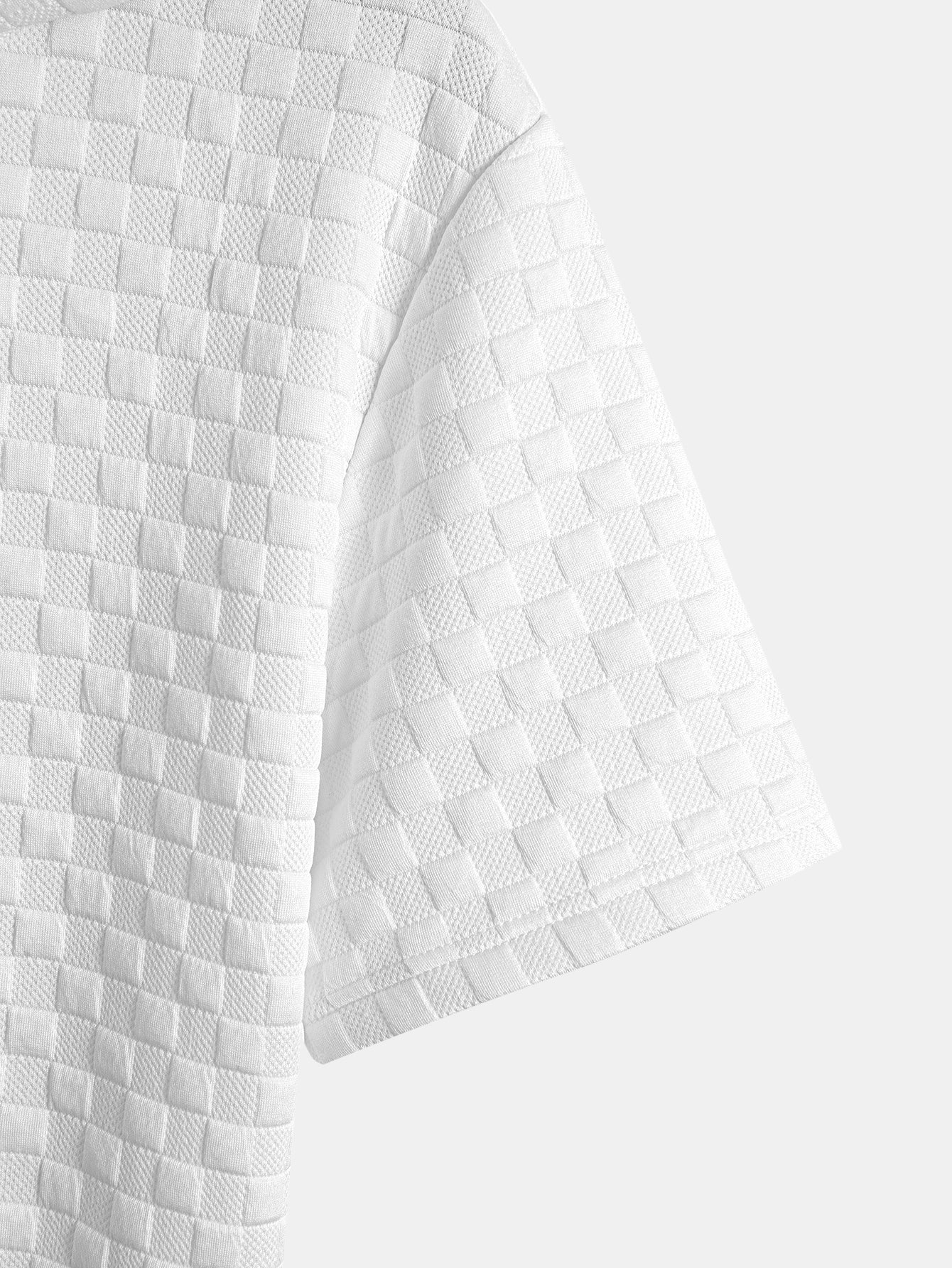 Checkerboard Jacquard Arc Hem Hooded T-Shirt & Checkerboard Jacquard Shorts