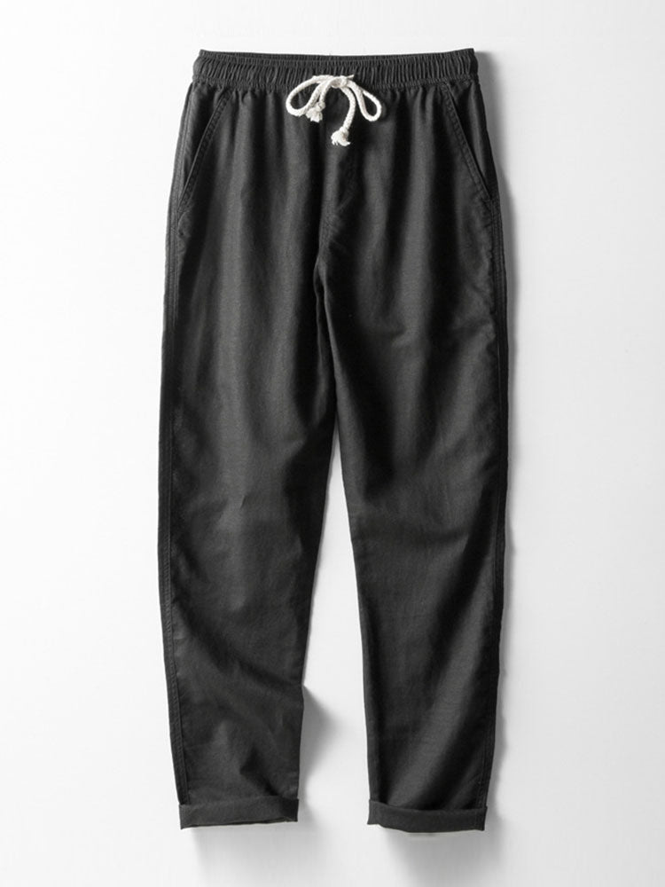 Muscle Fit Diamond Texture Cuban Shirt & Straight Leg Linen Pants