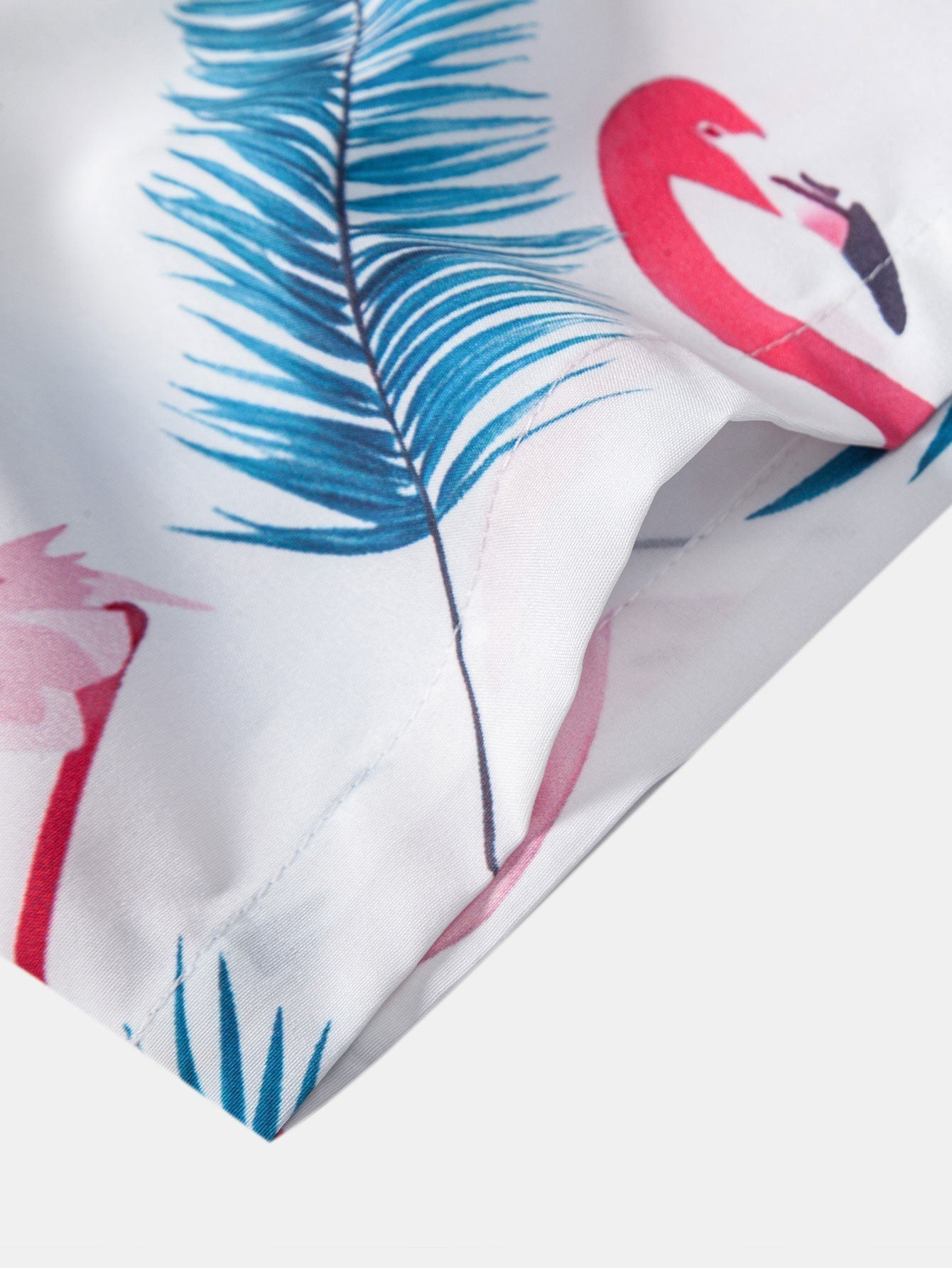 Flamingo Leaf Print Button Up Shirt & Swim Shorts