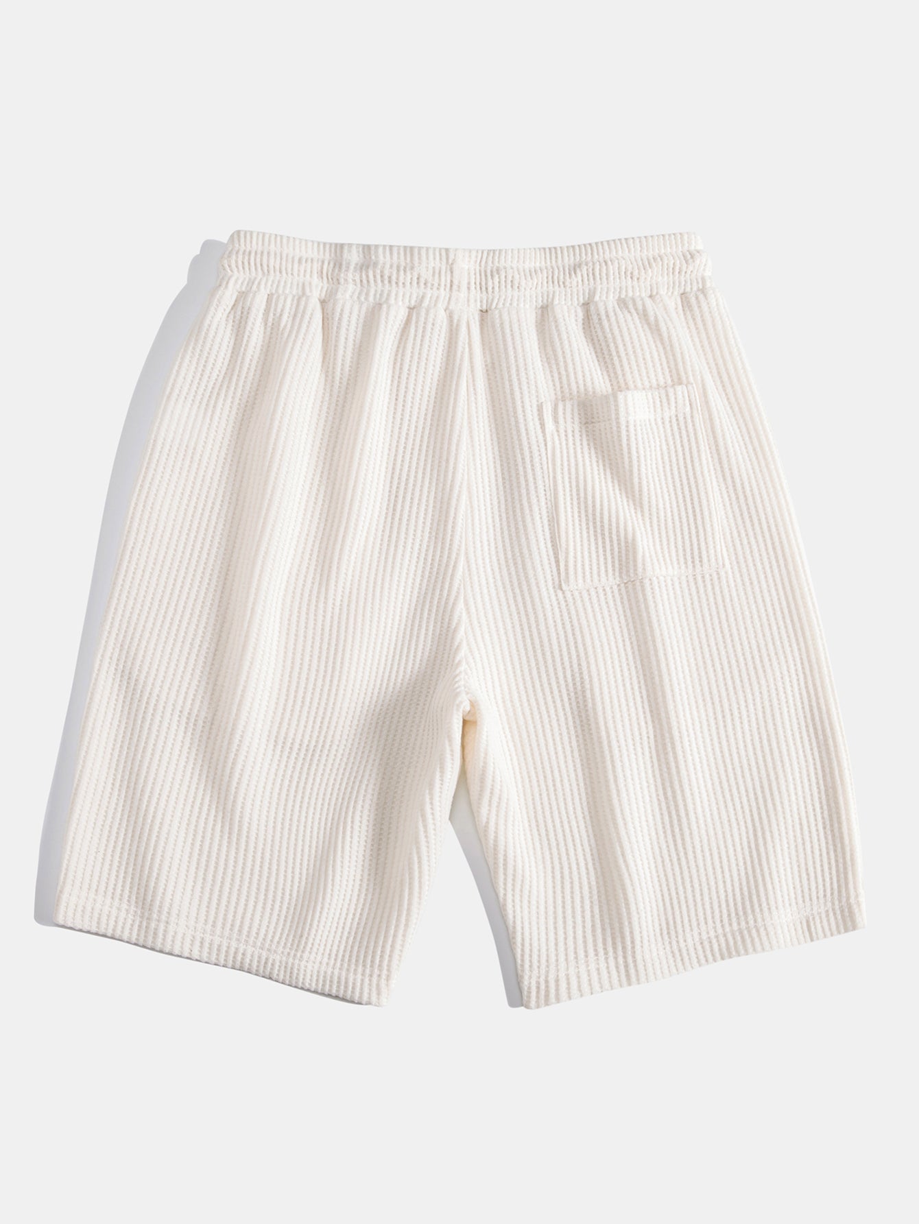 Short Sleeved Waffle V-neck Polo & Drawstring Knitted Waffle Shorts