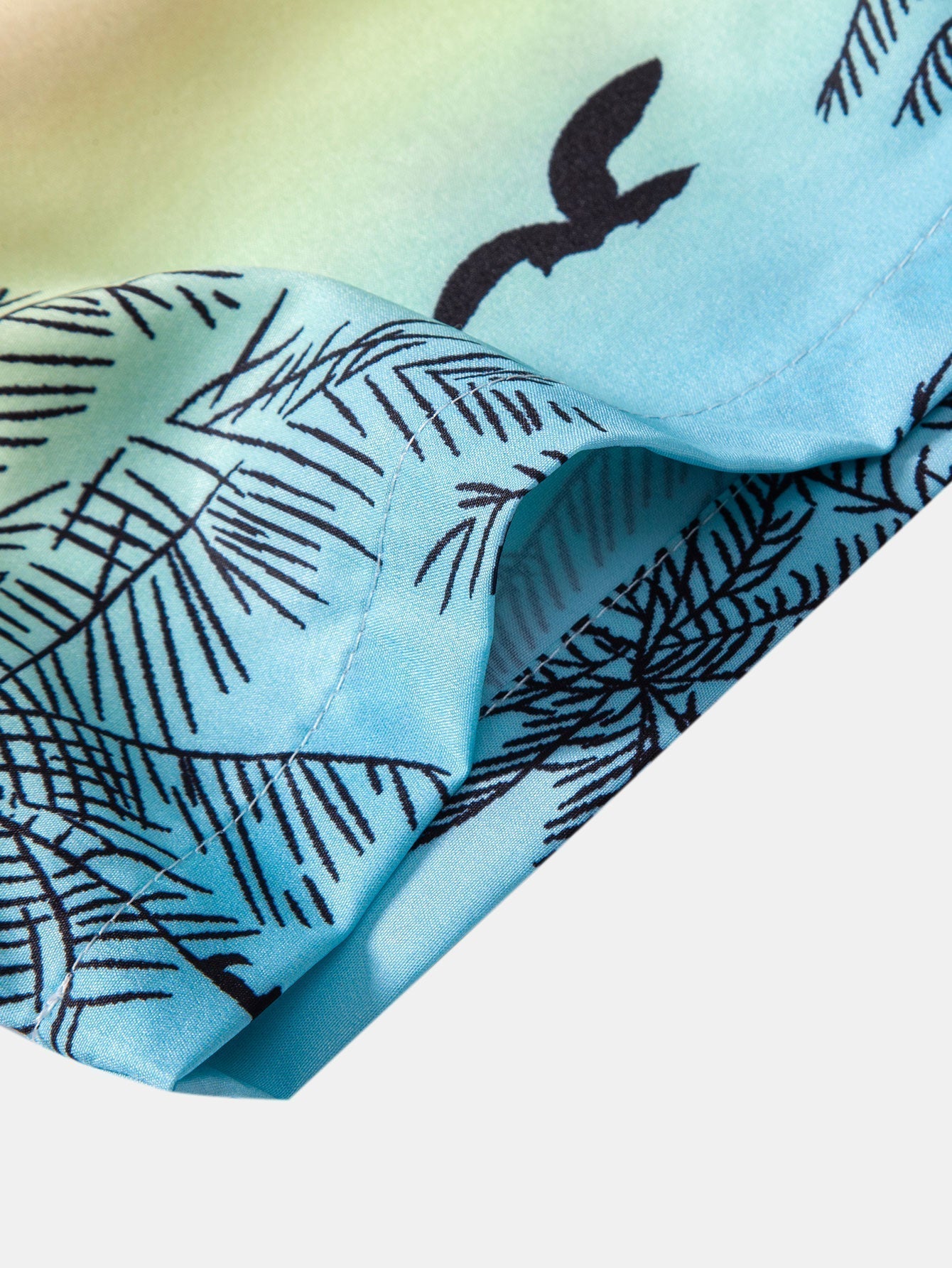 Palm Tree Seagull Print Button Up Shirt & Swim Shorts