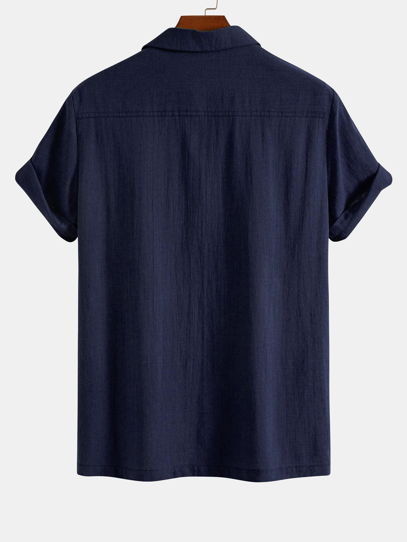 Linen Look Patchwork Bowling Shirt & Straight Leg Linen Pants