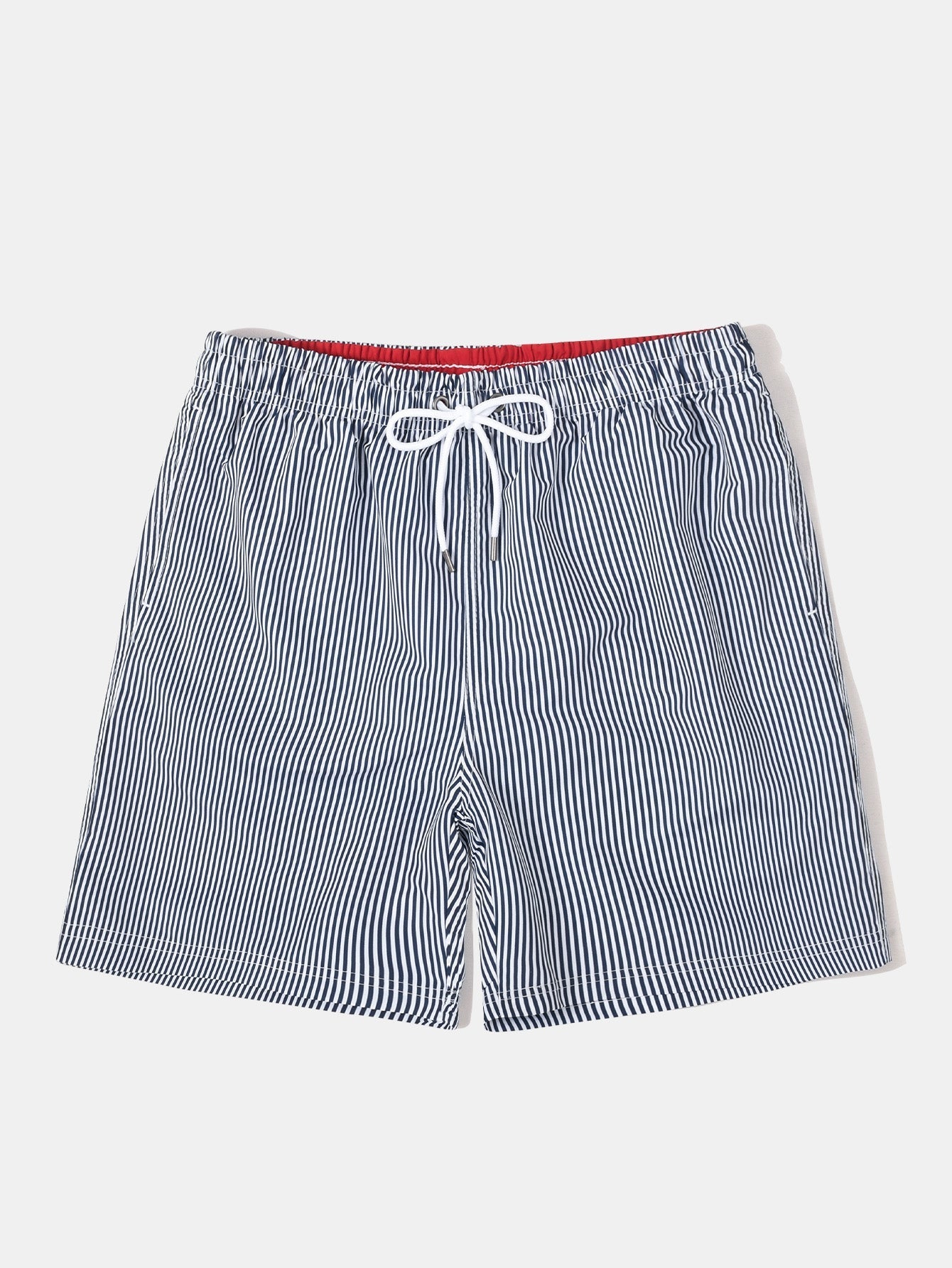 Island Sailing Print Button Up Shirt & Vertical Striped Drawstring Swim Shorts