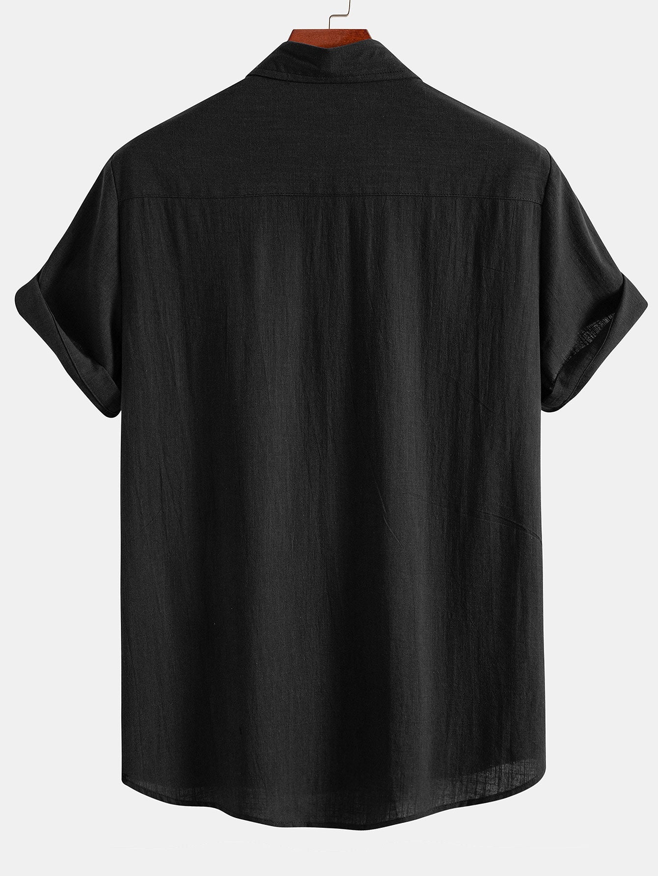 Linen Look Contrast Button Up Shirt & Straight Leg Linen Pants