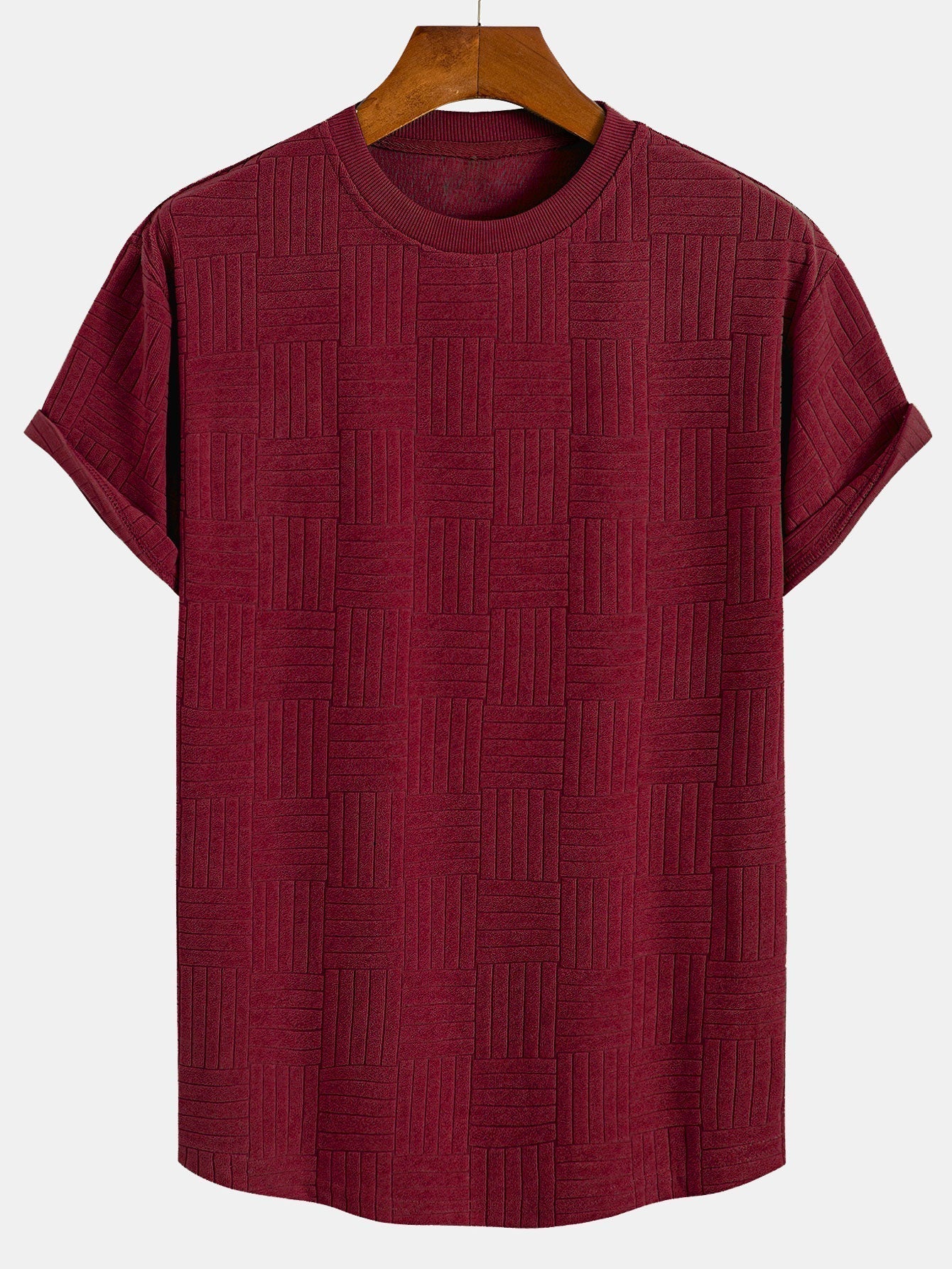 Striped Towelling Texture Arc Hem T-Shirt & Shorts