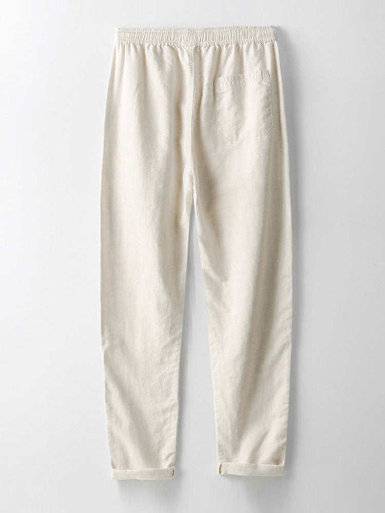 Muscle Fit Diamond Texture Cuban Shirt & Straight Leg Linen Pants