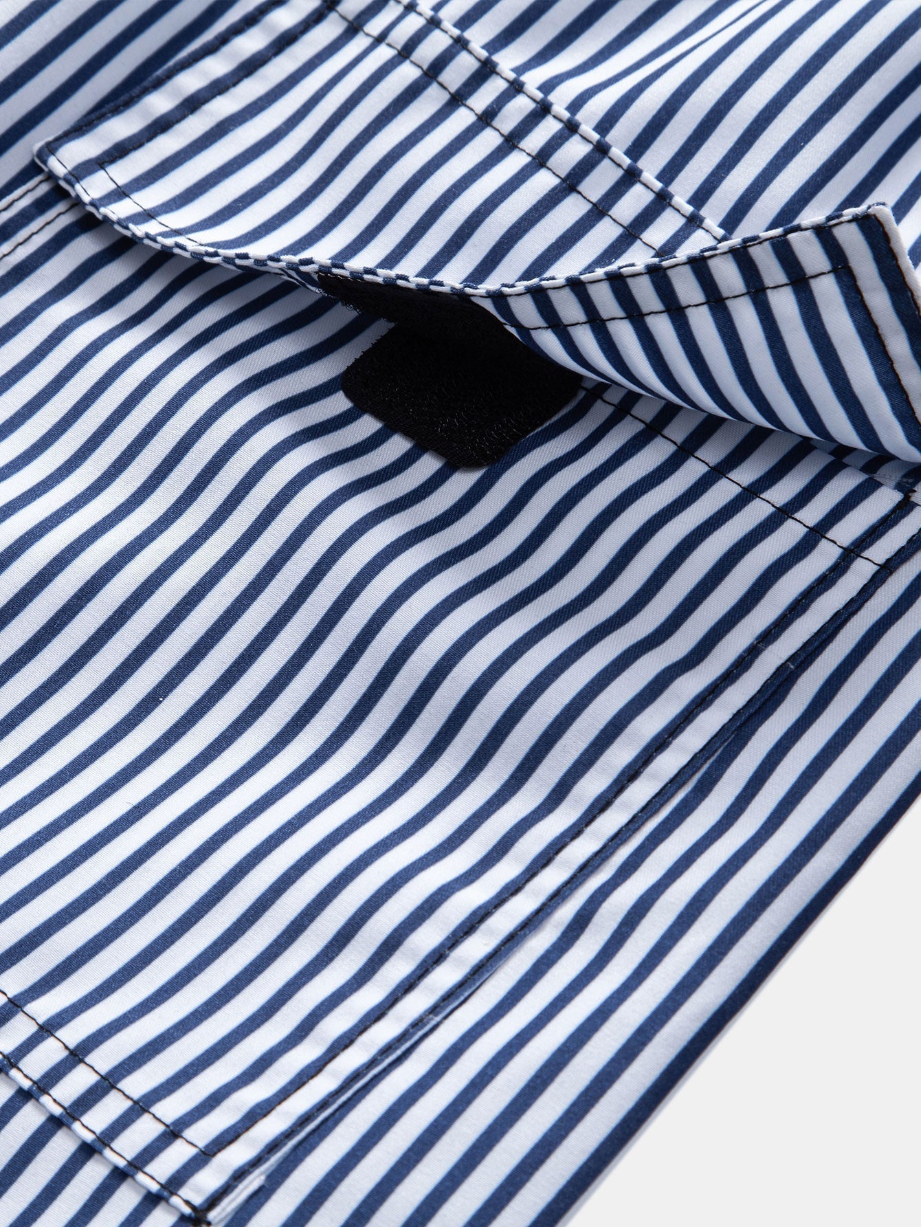 Linen Look Cotton Button Up Shirt & Stripe Print Swim Shorts