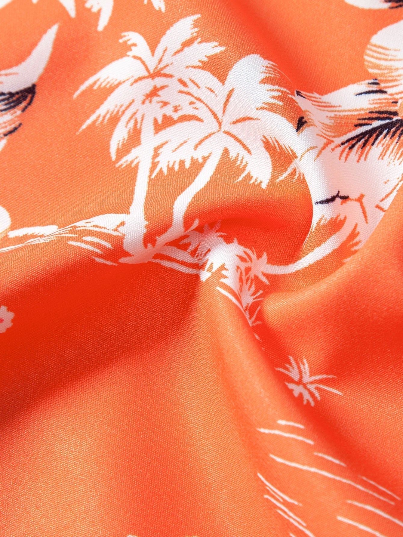 Palm Tree Tropical Flora Print Button Up Shirt & Swim Shorts