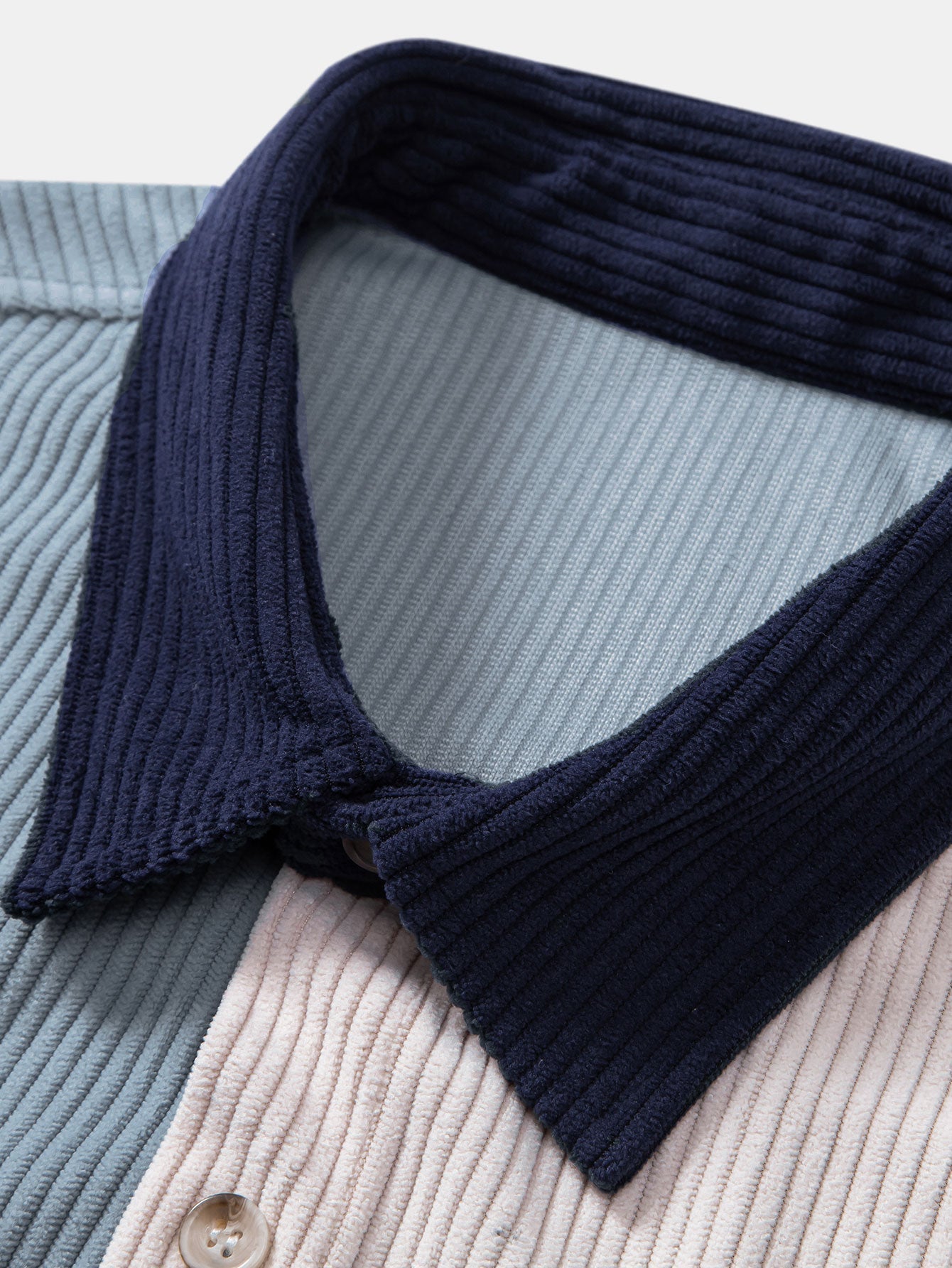 Short Sleeve Corduroy Patchwork Shirt & Corduroy Drawstring Shorts