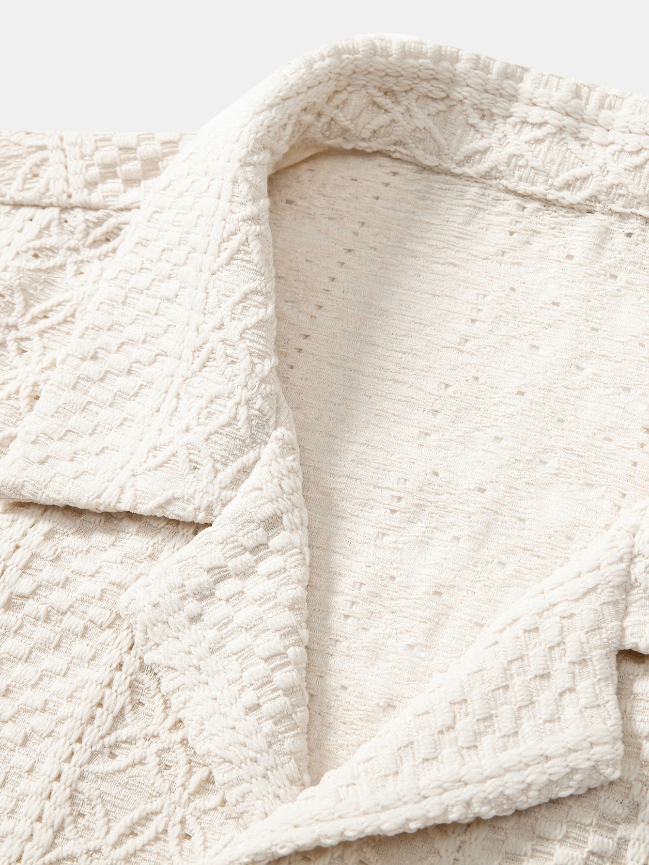 Floral Checkerboard Jacquard Cuban Shirt & Straight Leg Linen Pants