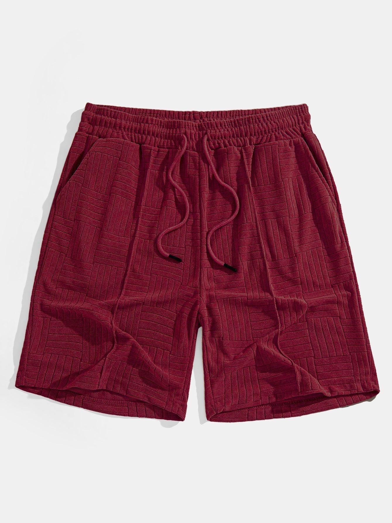 Striped Towelling Texture Arc Hem T-Shirt & Shorts