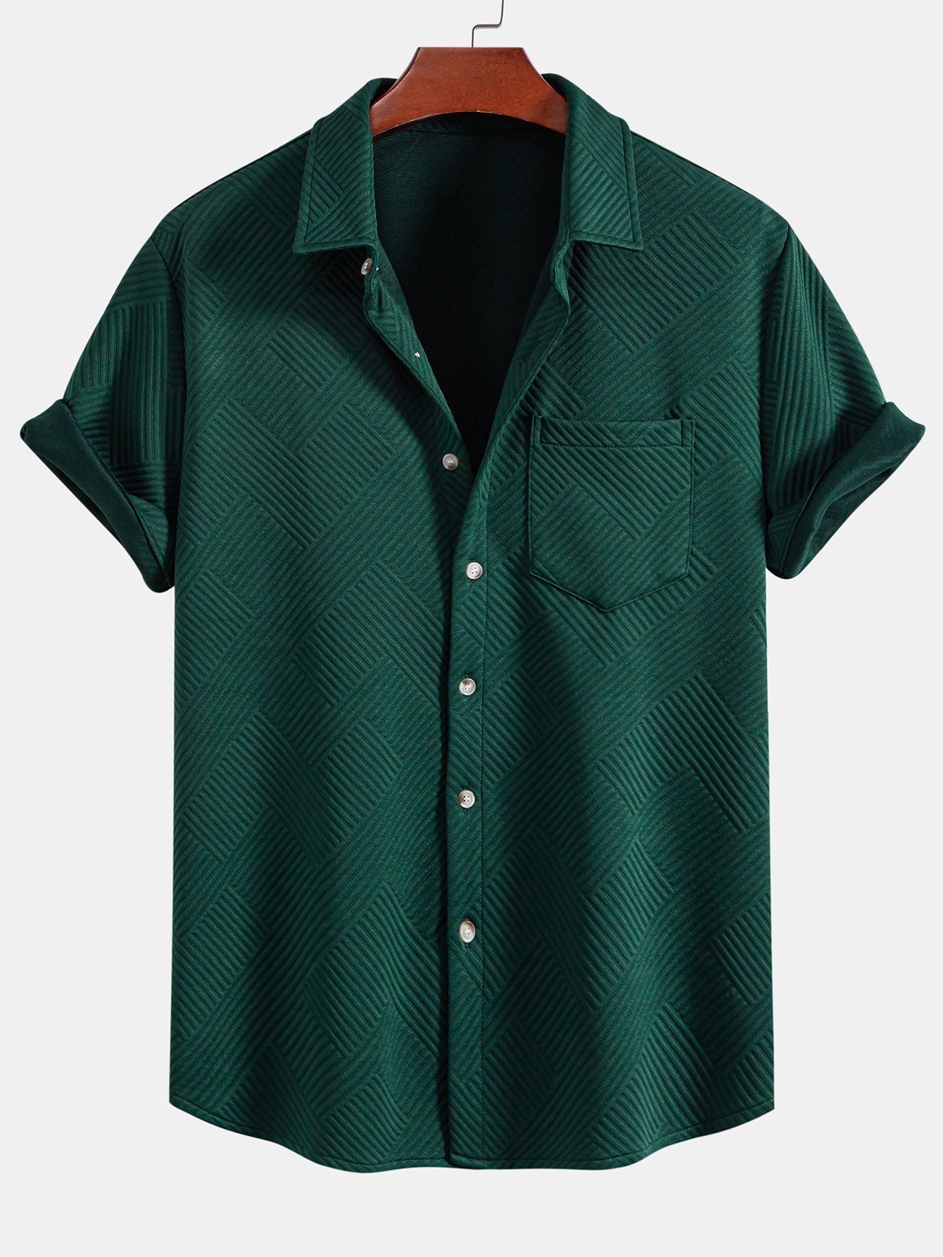 Stripe Jacquard Button Up Shirt & Shorts