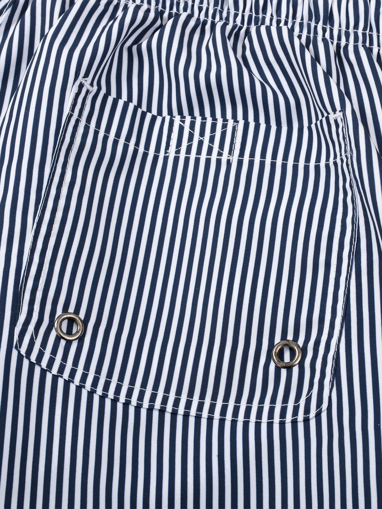 Island Sailing Print Button Up Shirt & Vertical Striped Drawstring Swim Shorts