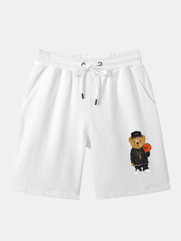Basketball Bear Print T-Shirt & Shorts