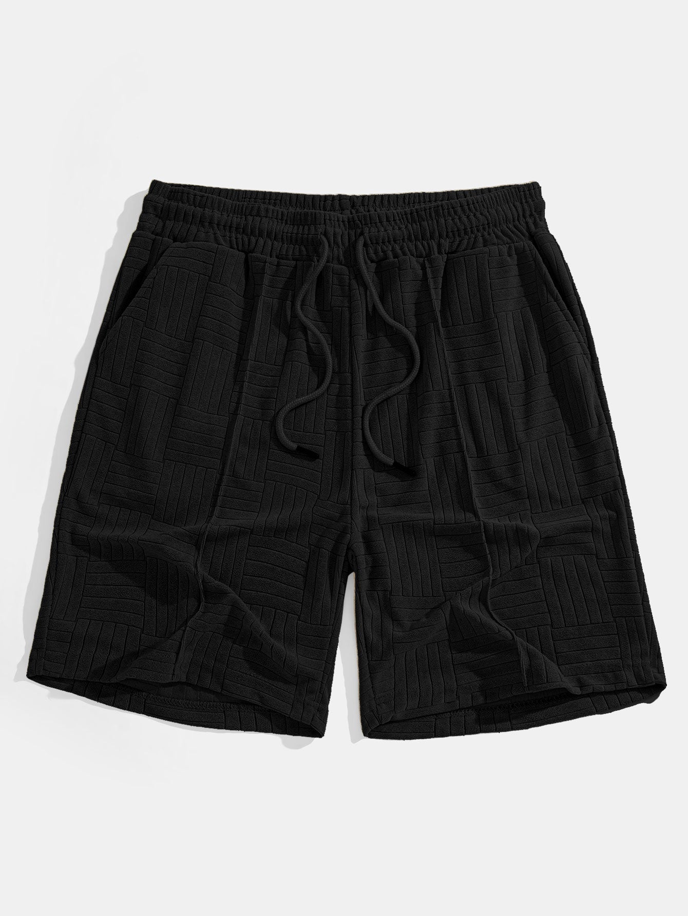 Striped Towelling Texture Arc Hem T-Shirt & Shorts