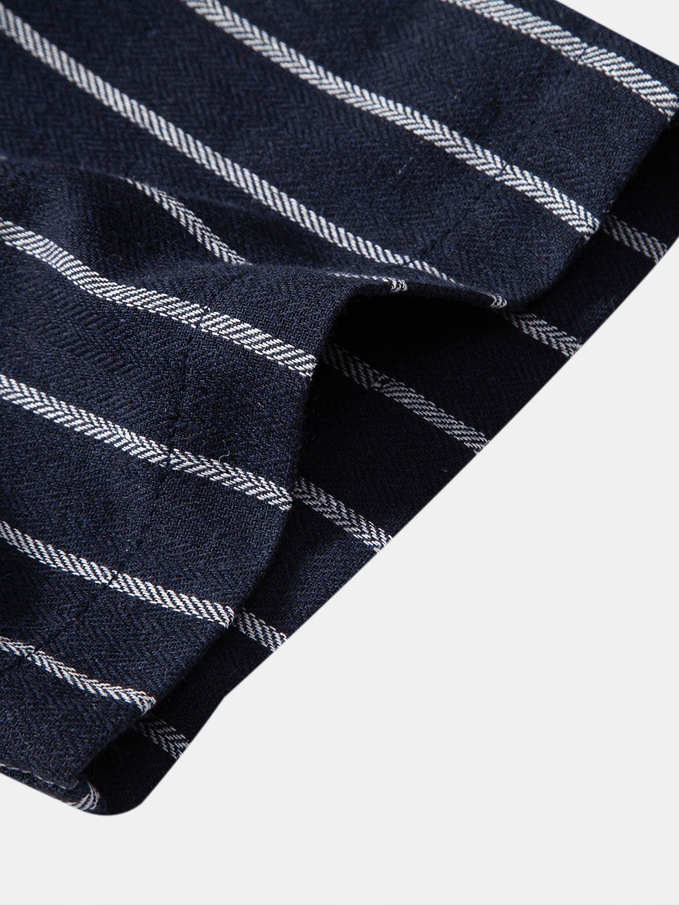 Cotton Blend Striped Stand Collar Shirt & Straight Leg Linen Pants