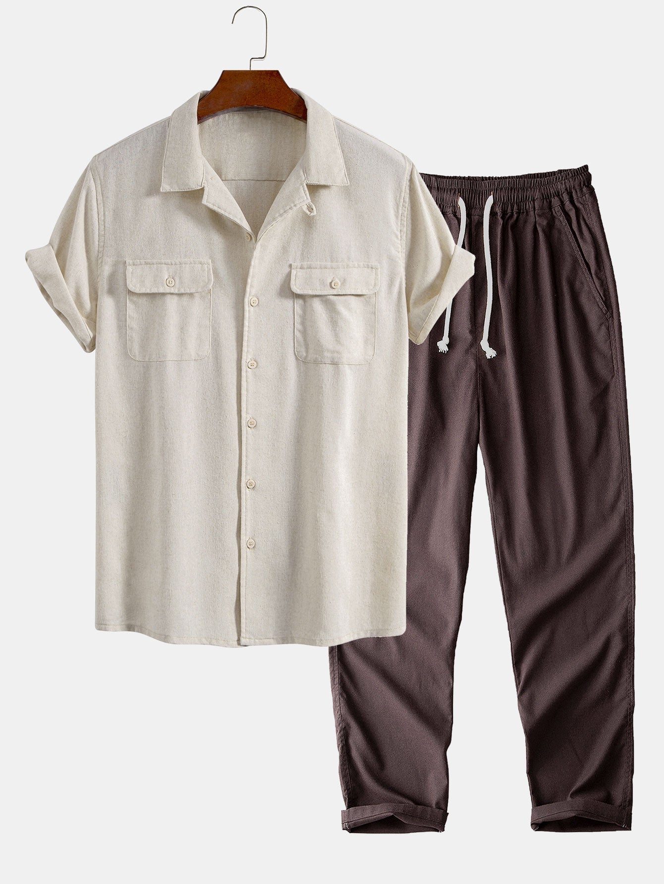 Linen Cuban Shirt With Pockets & Straight Leg Linen Pants