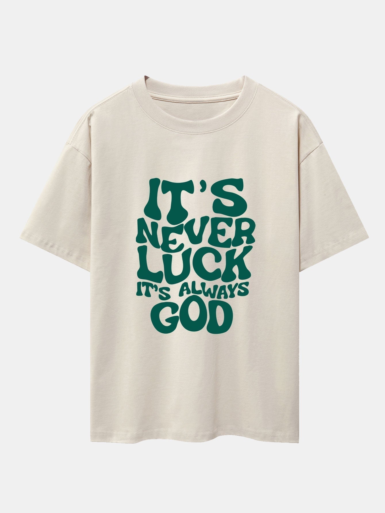 God Slogan Print Drop Shoulder Oversize T-Shirt & Drawstring Corduroy Shorts