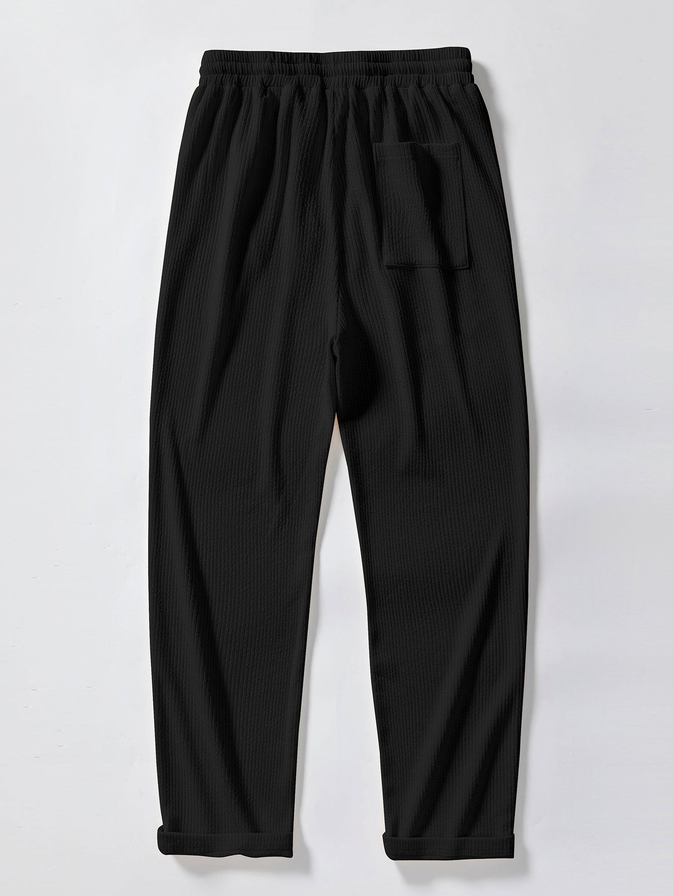 Knitted Geometric Rhombus Jacquard Polo & Straight Leg Ribbed Pants