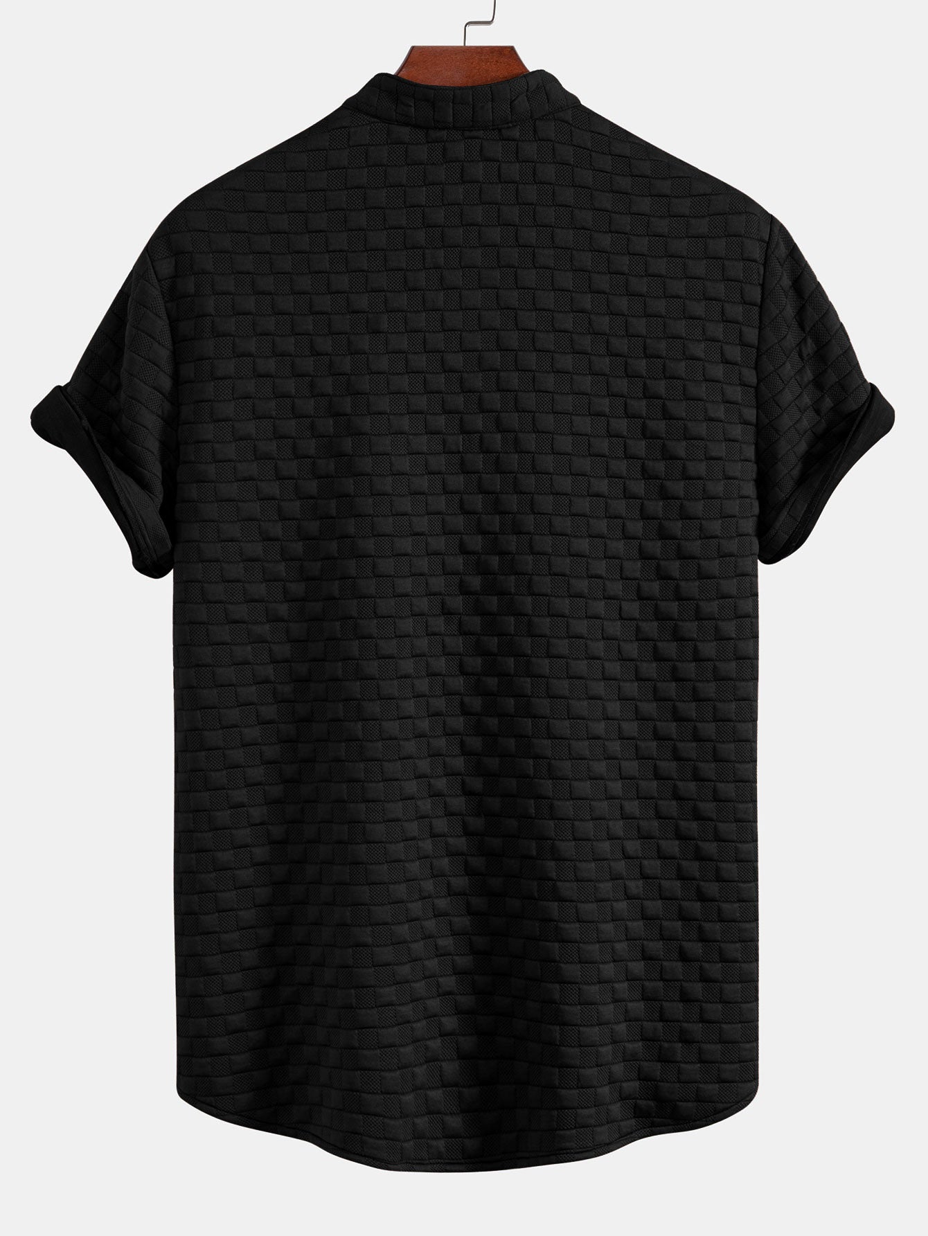 Checkerboard Stand Collar Shirt & Checkerboard Jacquard Shorts